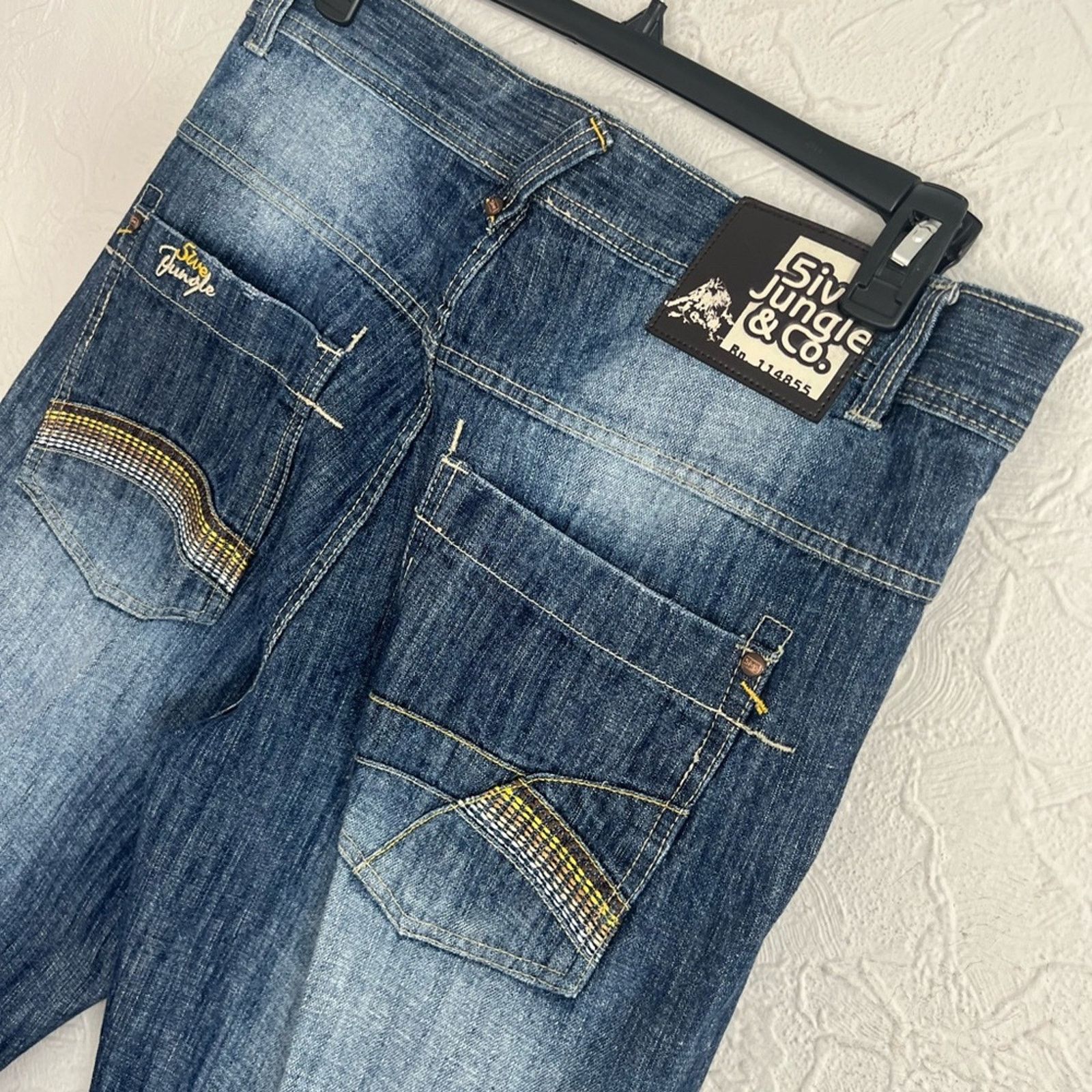 Jungles 5ive Jungle Jeans Mens 36x32 Wide Leg Embroidered Y2K Skater Size US 36 / EU 52 - 5 Thumbnail