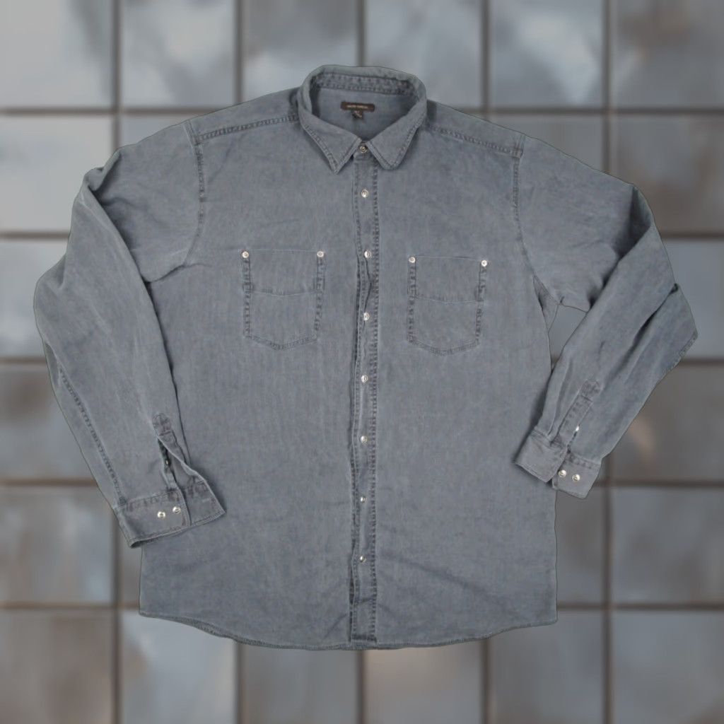 Vintage Martin Gordon Shirt Mens 2XL Tall Blue Linen Blend Long Sleeve Button Front Western Casual Workwear Shirt Size US XXL / EU 58 / 5 - 1 Thumbnail