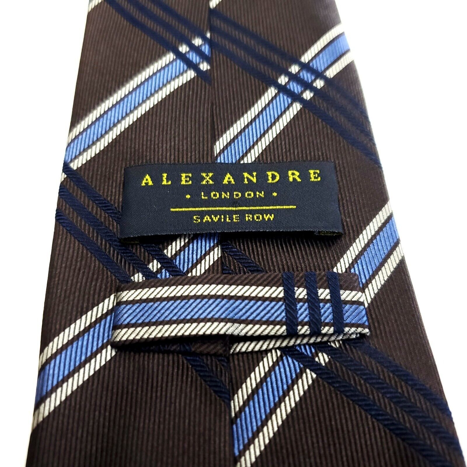 Savile Row Alexandre London Savile Row Brown Blue Plaid Woven Silk Tie Size ONE SIZE - 3 Thumbnail