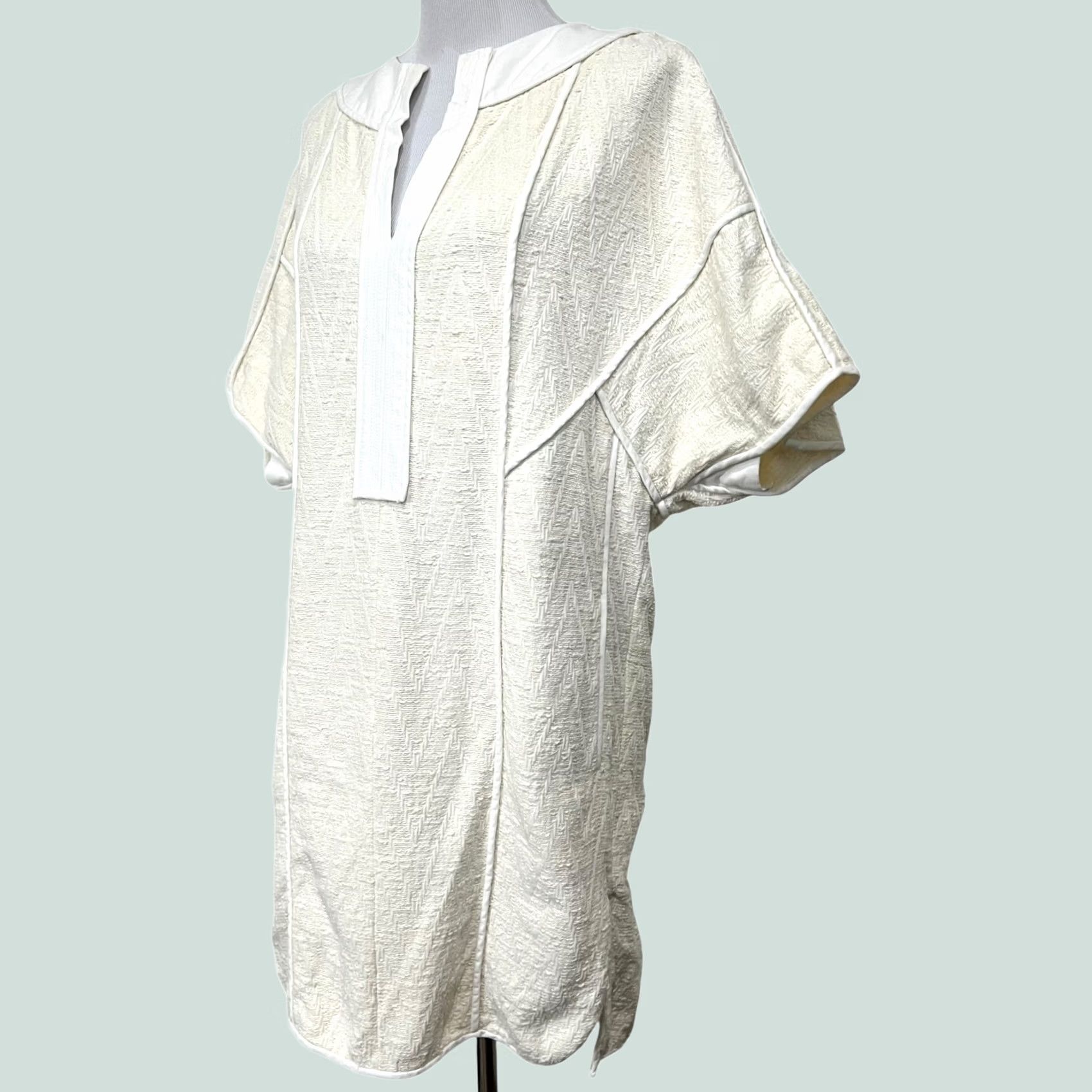 Bcbgmaxazria BCBGMAXAZRIA Runway Shirt Dress Ivory 100% Cotton Sleeveless M Women's Shirt Dress Tunic Modern Oversized Lace 34.5" Length Womens Size M / US 6-8 / IT 42-44 - 1 Thumbnail