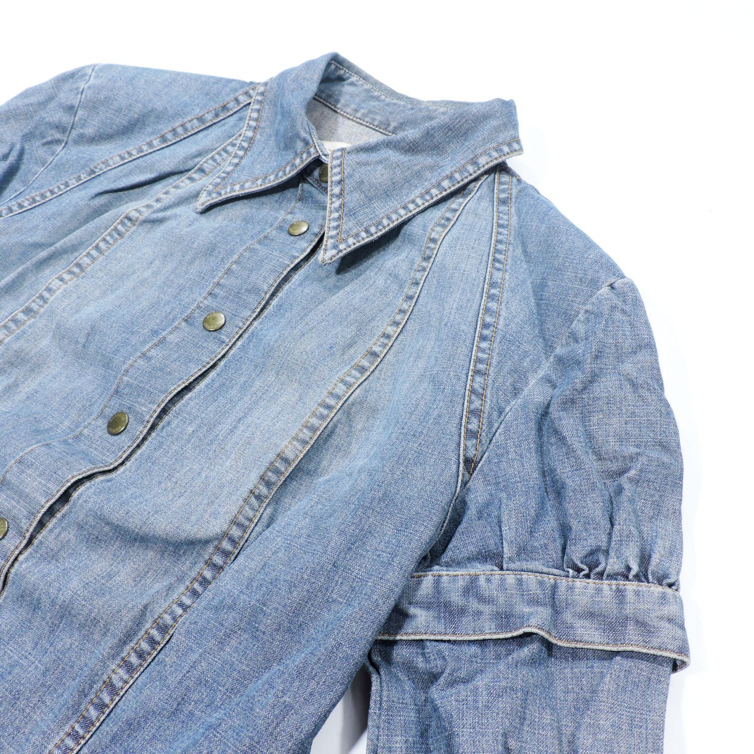 Moschino MOSCHINO JEANS DENIM PUFF LONG SLEEVE SHIRT Size S / US 4 / IT 40 - 8 Thumbnail