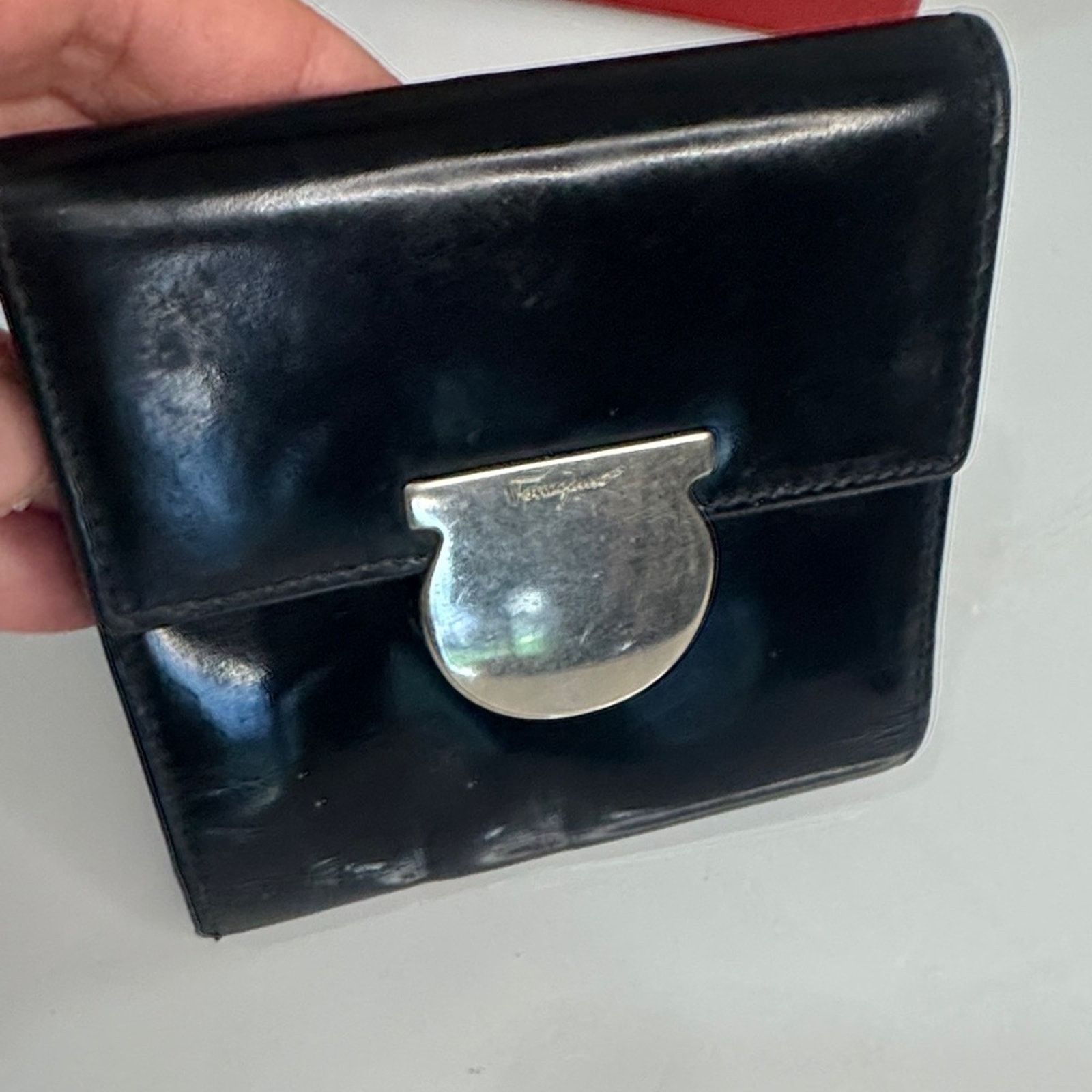 Salvatore Ferragamo Salvatore Ferragamo Black Card Holder with Silver Accent Size ONE SIZE - 2 Thumbnail
