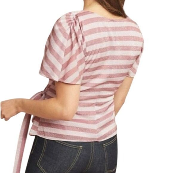 Anthropologie × Eva Franco Anthropologie Eva Franco Streetwater Wrap Top Striped Pink S Size S / US 4 / IT 40 - 3 Thumbnail