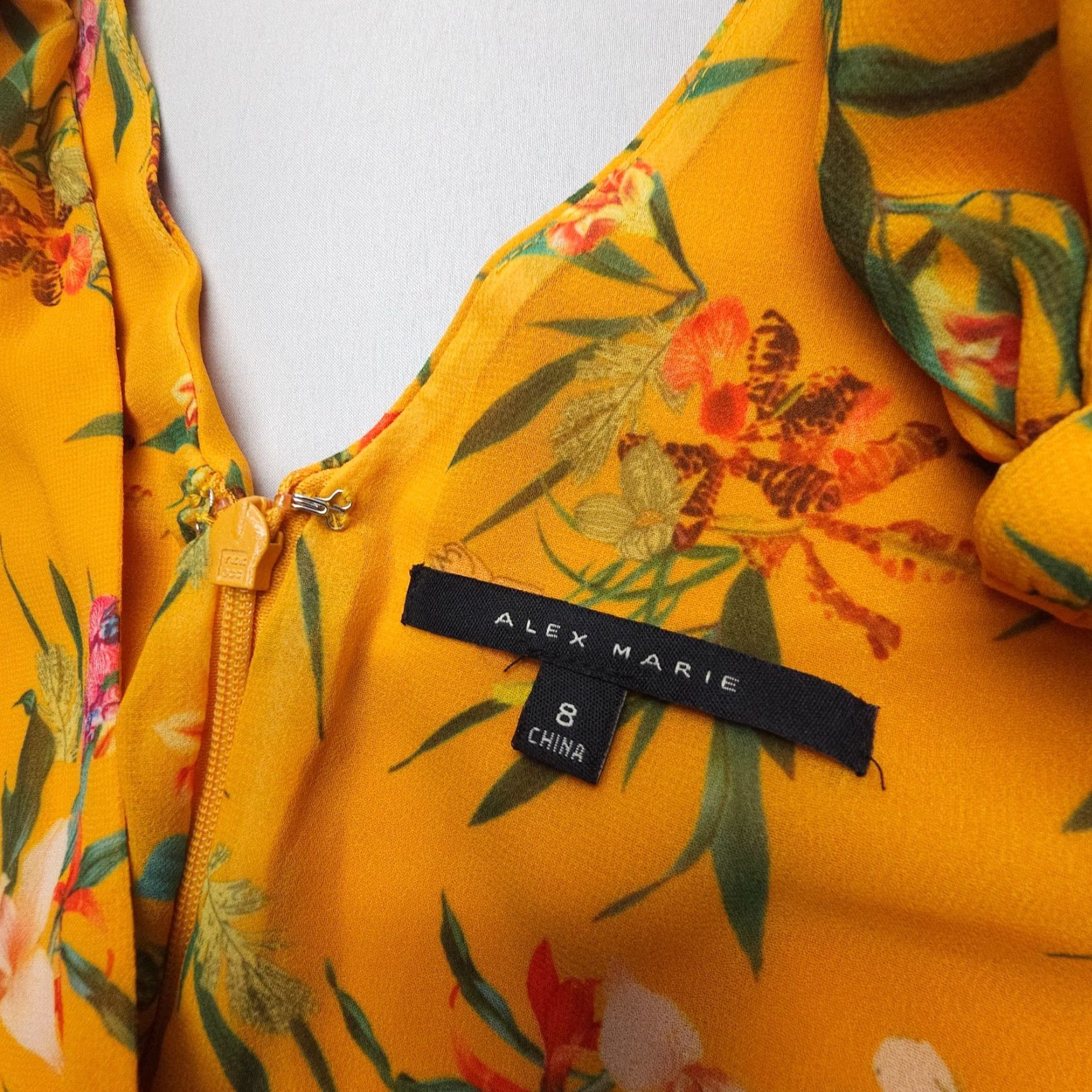 Vintage Alex Marie Dress Floral Print Wrap V Neck Sleeveless Midi Size 8 Yellow Lined Size M / US 6-8 / IT 42-44 - 4 Thumbnail
