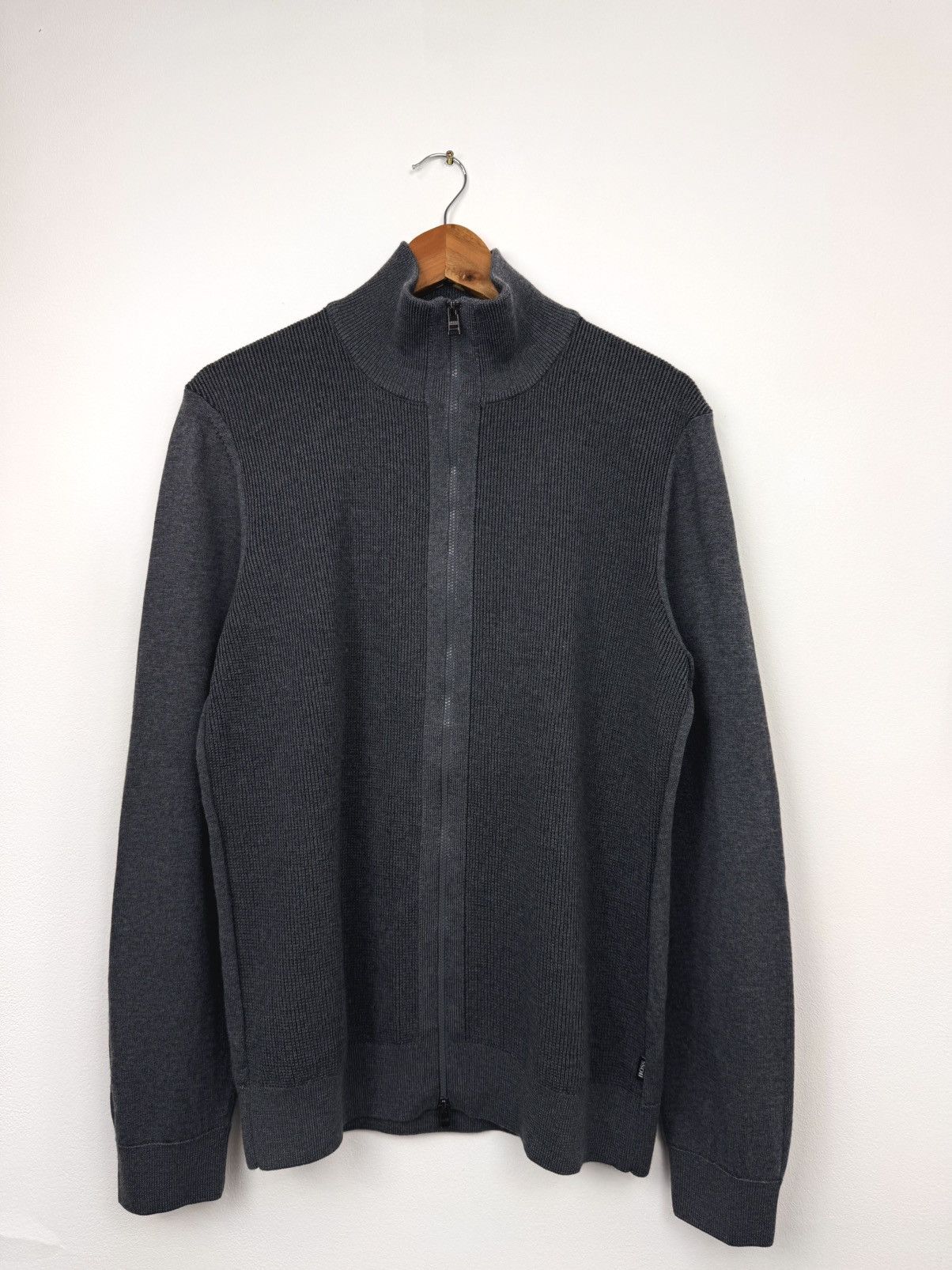 Hugo Boss Hugo Boss Men Knitted Zip-Up Sweater Gray Size M Size US M / EU 48-50 / 2 - 1 Thumbnail