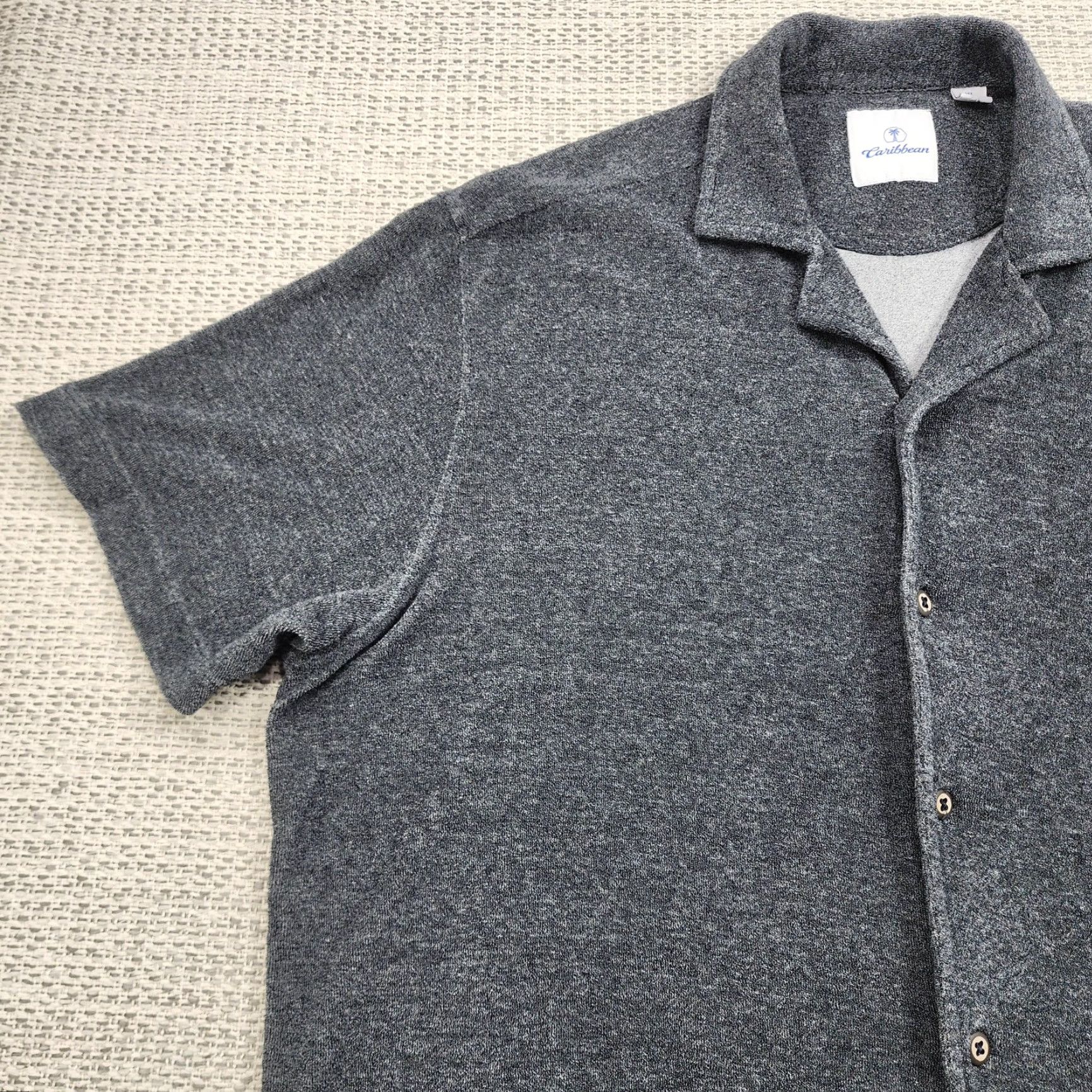Vintage VINTAGE Caribbean Shirt Mens XL Gray Camp Button Up Embroidered Palm Tree Knit Casual Size US XL / EU 56 / 4 - 3 Thumbnail