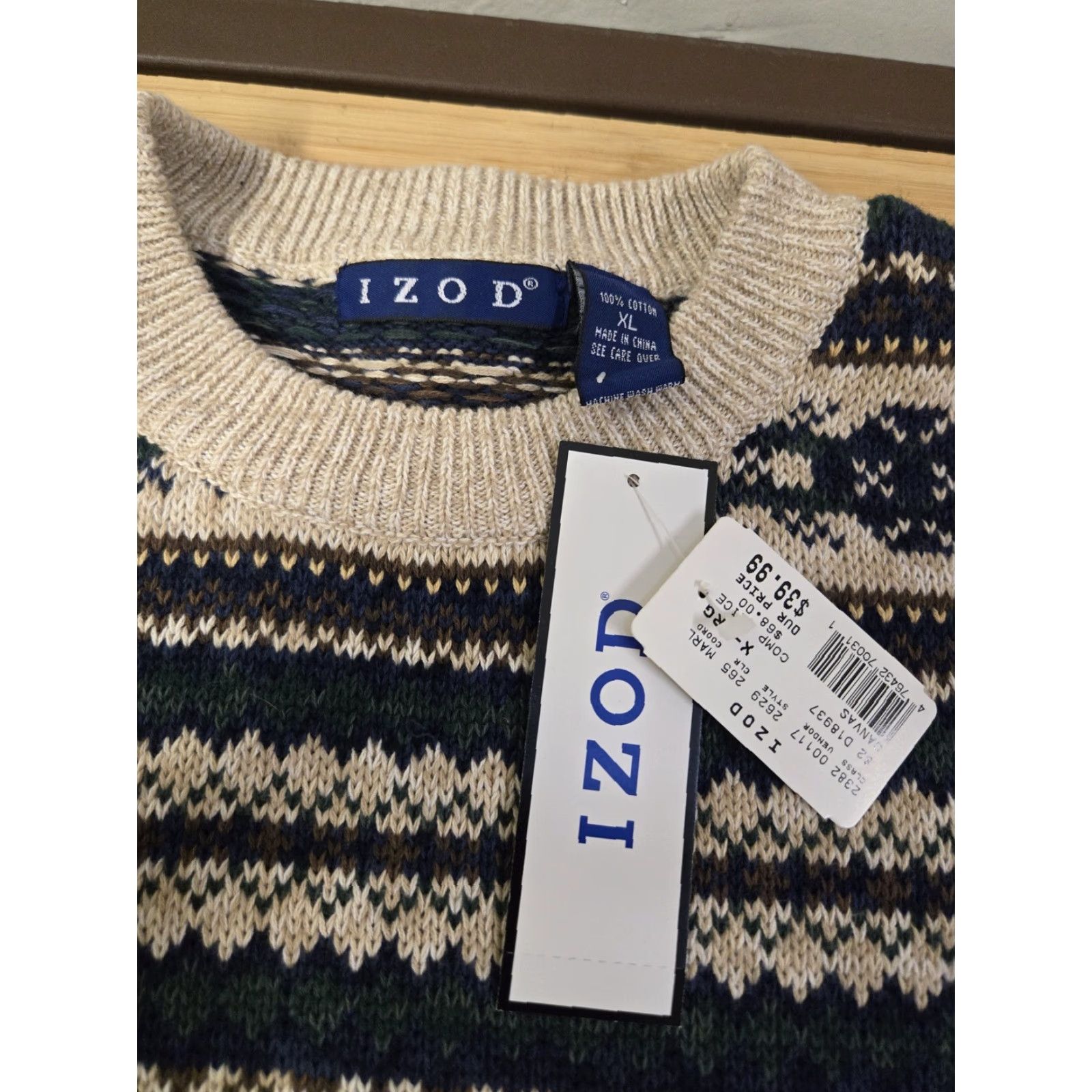 Izod IZOD Sweater Mens XL Fair Isle Stripe Crewneck Pullover Casual Size US XL / EU 56 / 4 - 3 Thumbnail