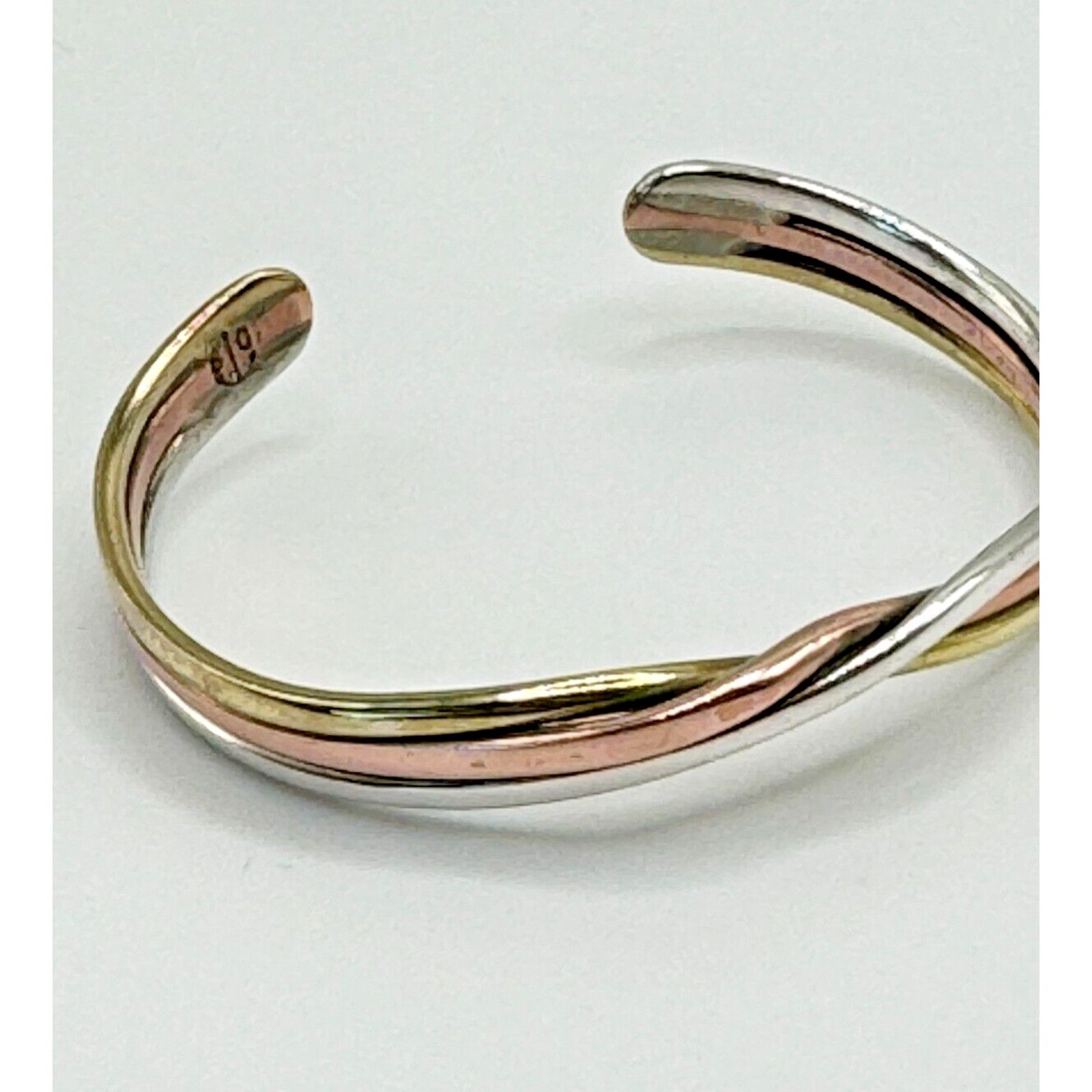 Sterling Silver Vintage Sterling Silver Copper Brass Twisted Cuff Bracelet Size ONE SIZE - 6 Thumbnail