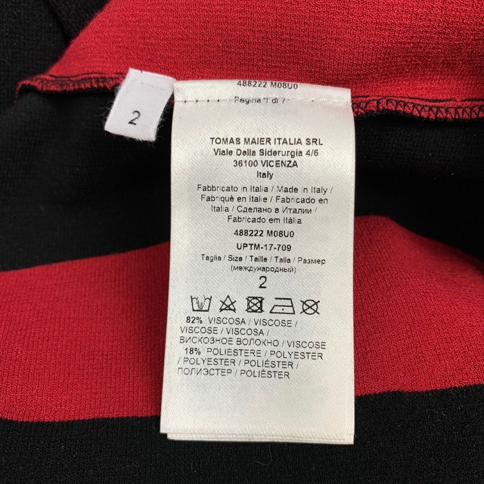 Tomas Maier Black & Red Viscose / Polyester Stripe Mid-Calf A-line Dress Size XS / US 0-2 / IT 36-38 - 5 Thumbnail