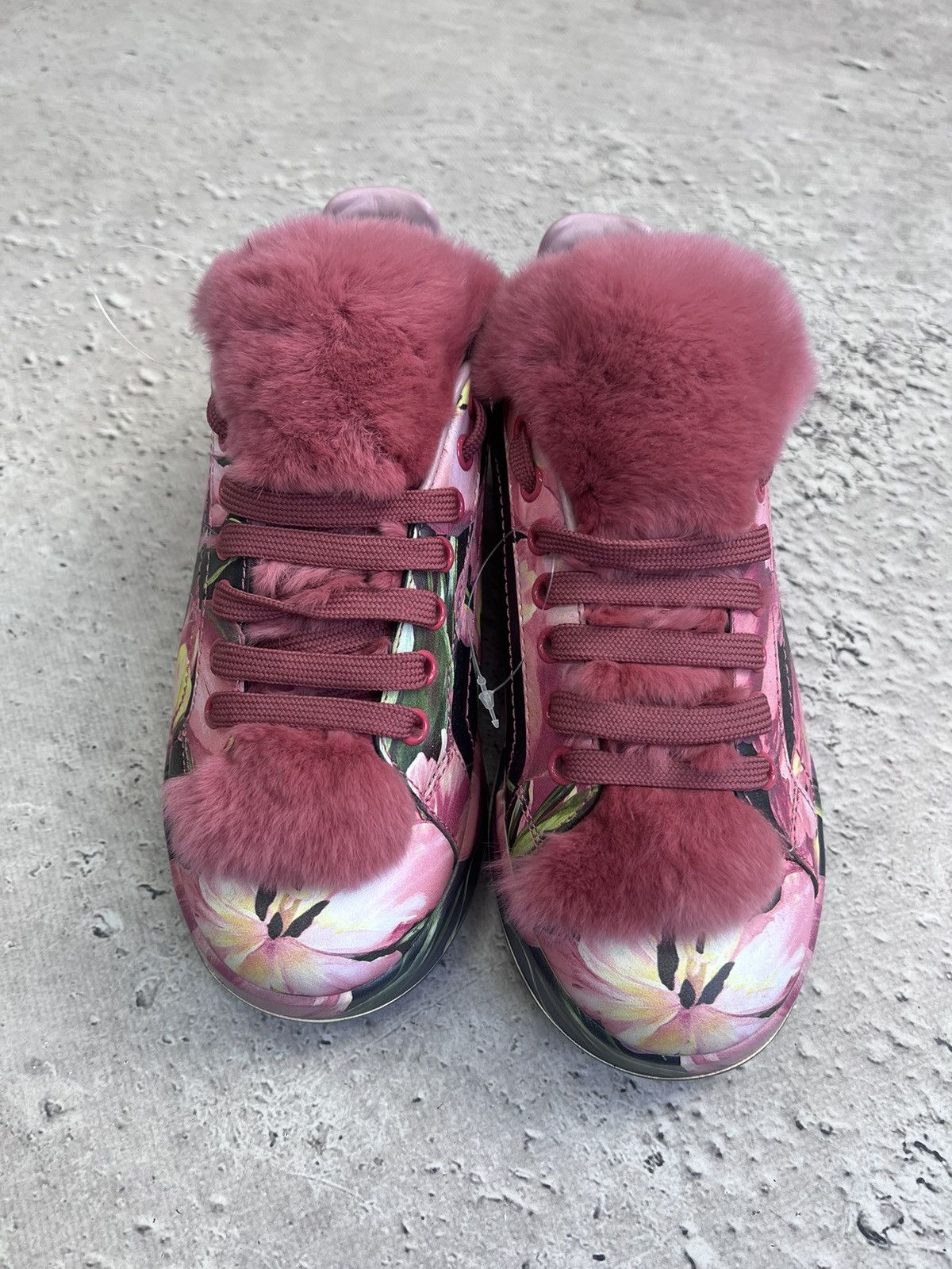 Designer × Dolce & Gabbana Dolce & Gabbana FUR FLORAL LEATHER Sneakers Size US 6 / IT 36 - 3 Thumbnail