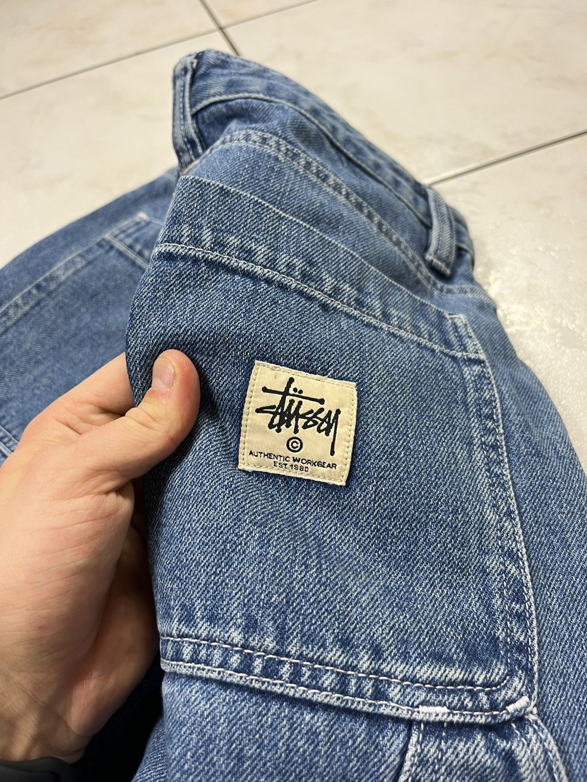 Stussy × Vintage Stussy workgear navy denim double knee baggy jeans pants 34 Size US 34 / EU 50 - 17 Thumbnail
