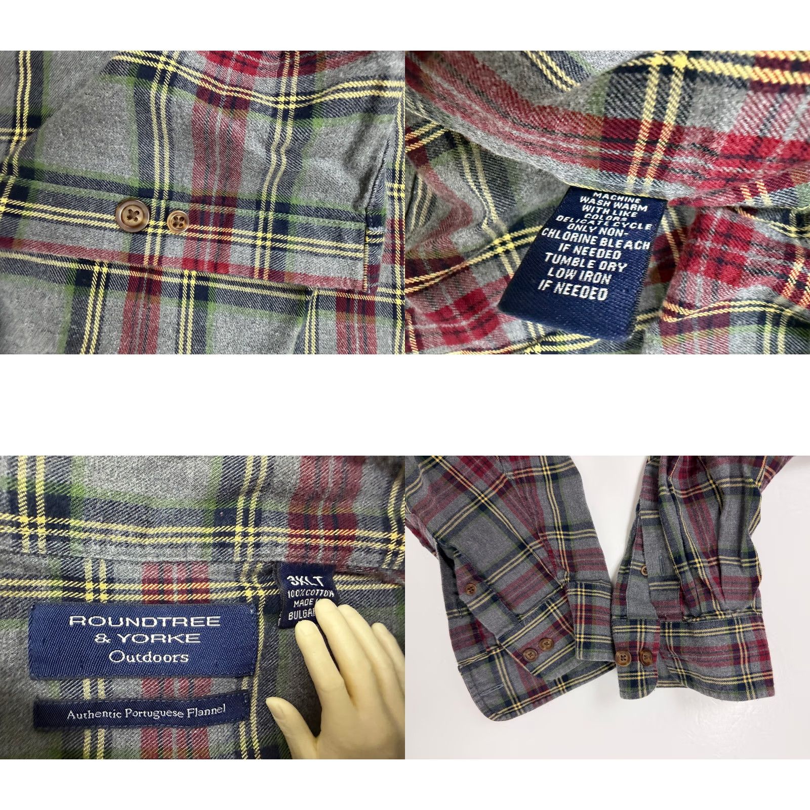 Roundtree & Yorke VINTAGE Roundtree & Yorke Portuguese Flannel Shirt Men 3XL TALL Gray Plaid Button-Up Shirt Size US XXL / EU 58 / 5 - 9 Thumbnail