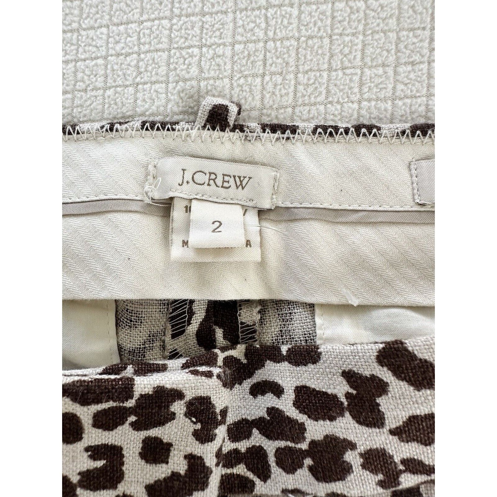 J.Crew J Crew Cafe Capri Leopard Print 100% Linen Pants Size 8 NWOT Size 30" / US 8 / IT 44 - 7 Thumbnail