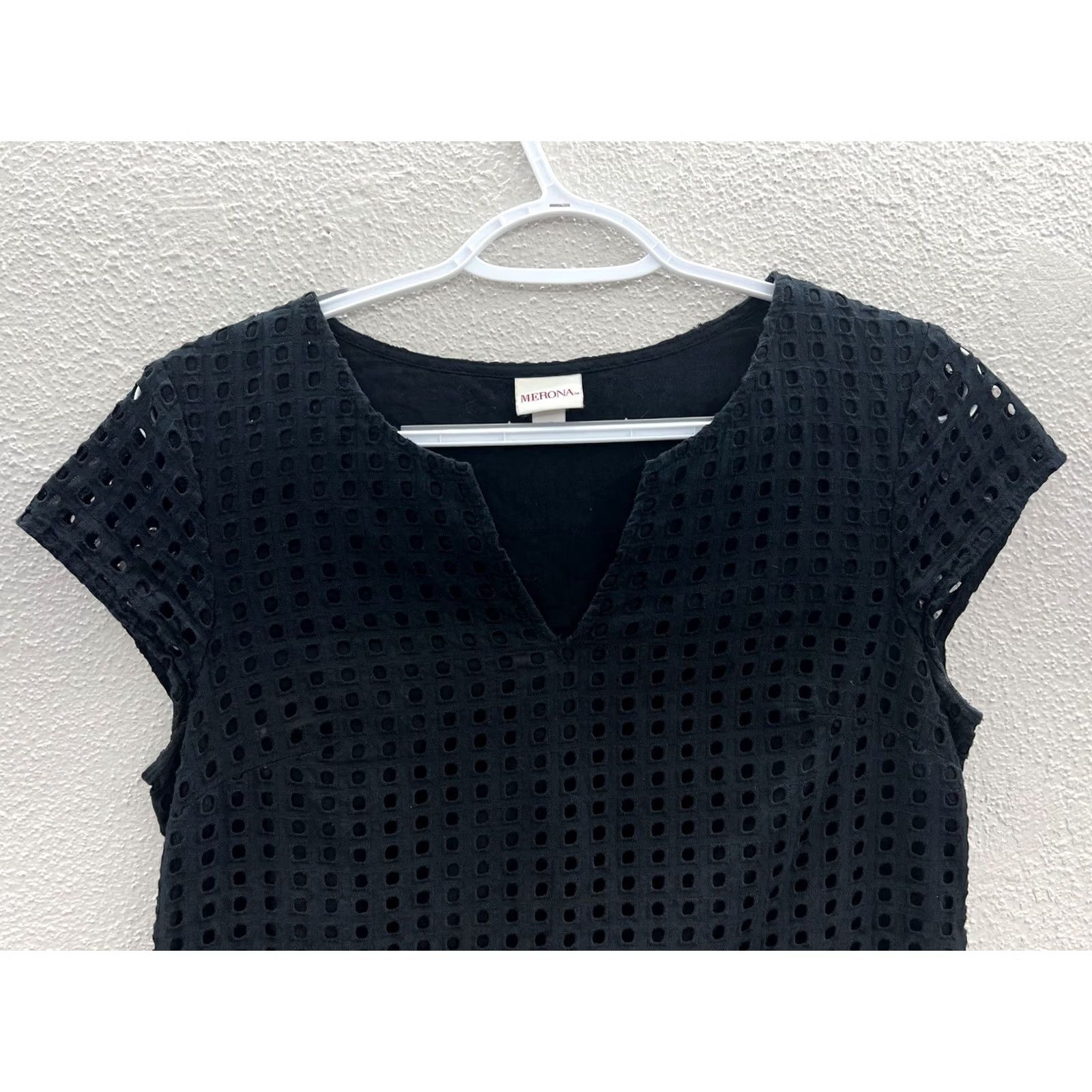 Merona Merona Womens Black Cap Sleeve Crochet Square Detail Size XS Size ONE SIZE - 2 Thumbnail