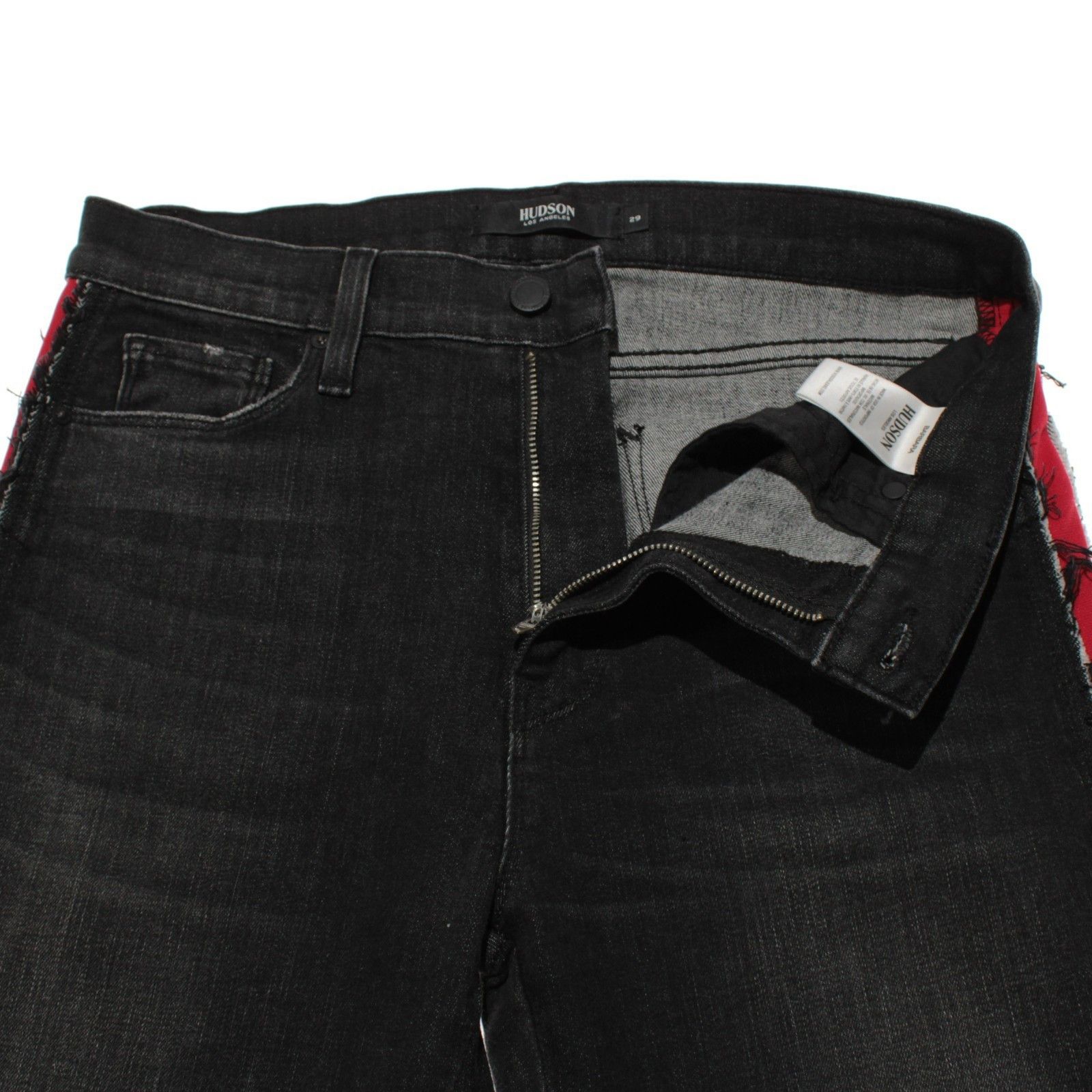 Hudson Hudson Barbara Jeans Size 29 Gray with Red Side Stripes Size 29" - 4 Thumbnail