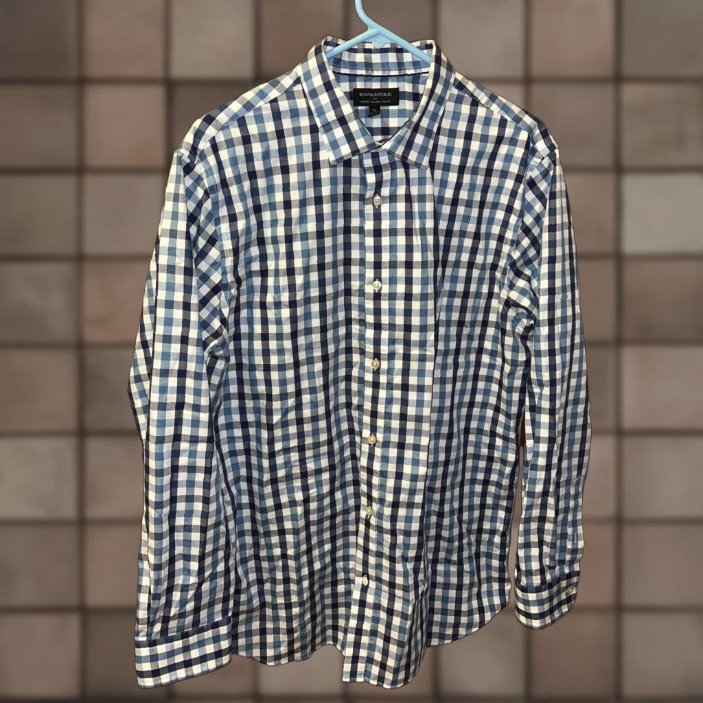 Banana Republic Banana Republic Men's Shirt XL 17-17.5 35-36" Non-Iron Slim Fit Plaid Button-Up Casual Business Winter Size US XL / EU 56 / 4 - 1 Thumbnail