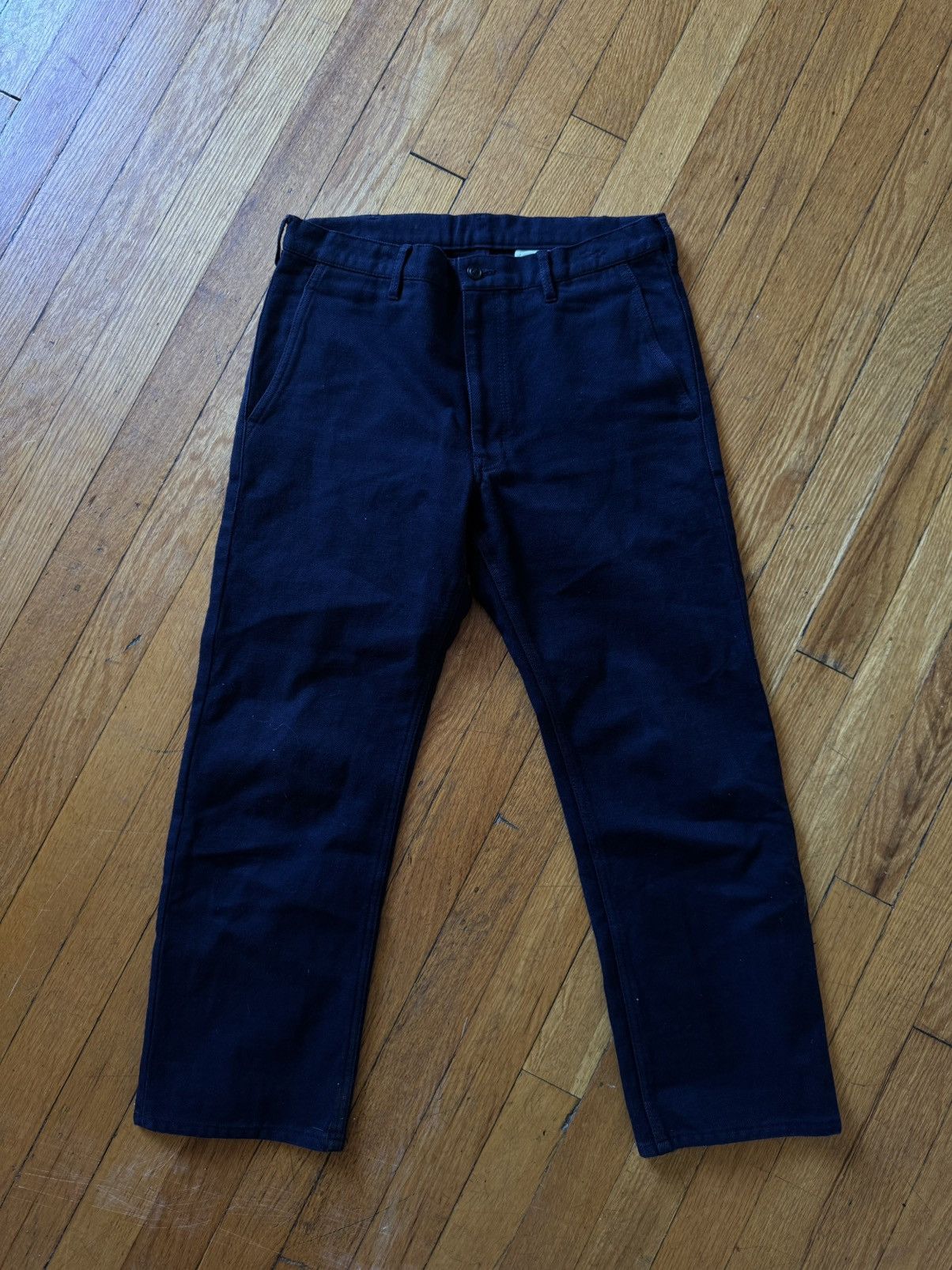 Navy Wool Cropped Pants