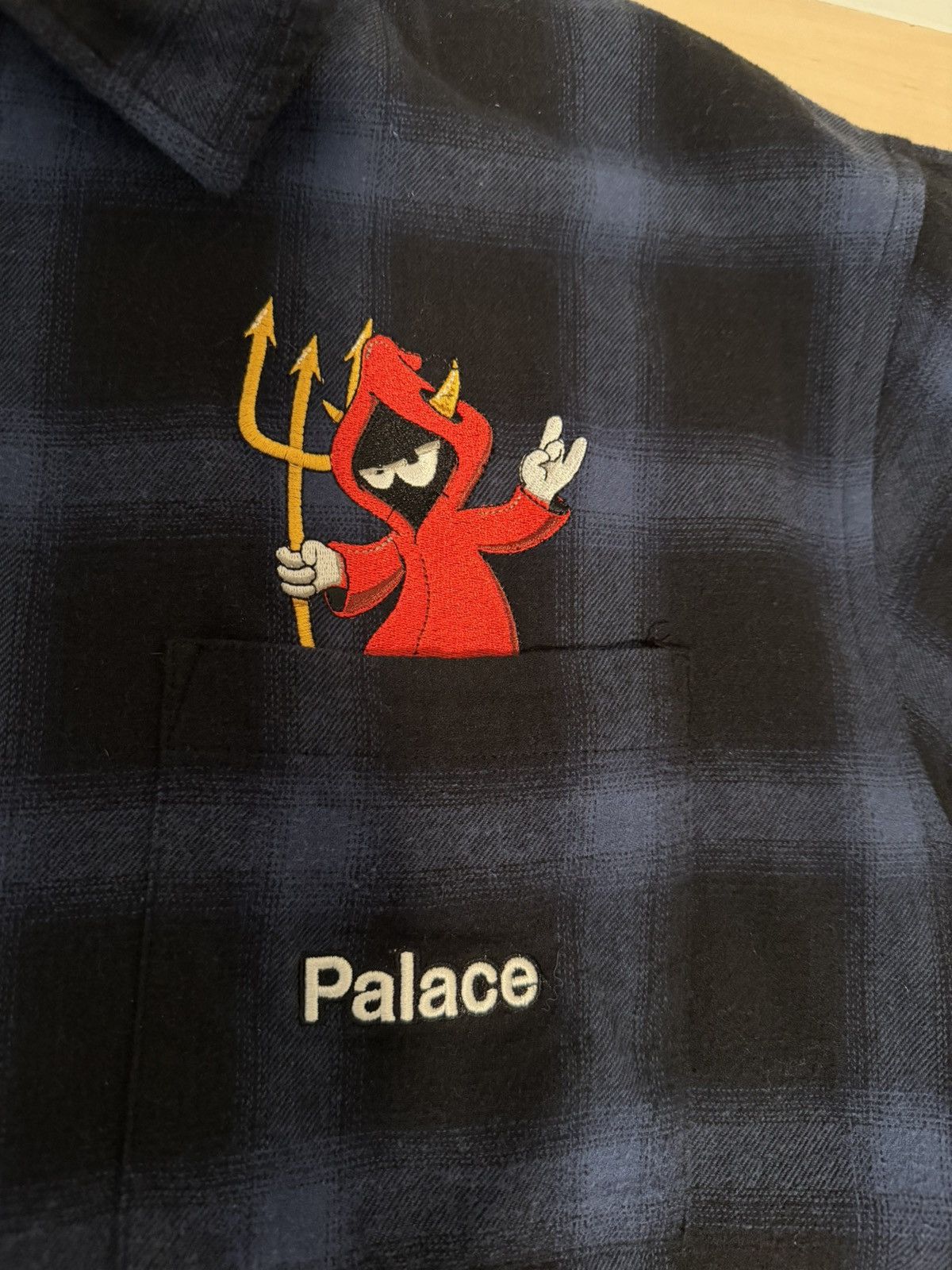 Palace Palace Zip Up Shirt Navy Devil Angel Plaid Size US XL / EU 56 / 4 - 4 Thumbnail