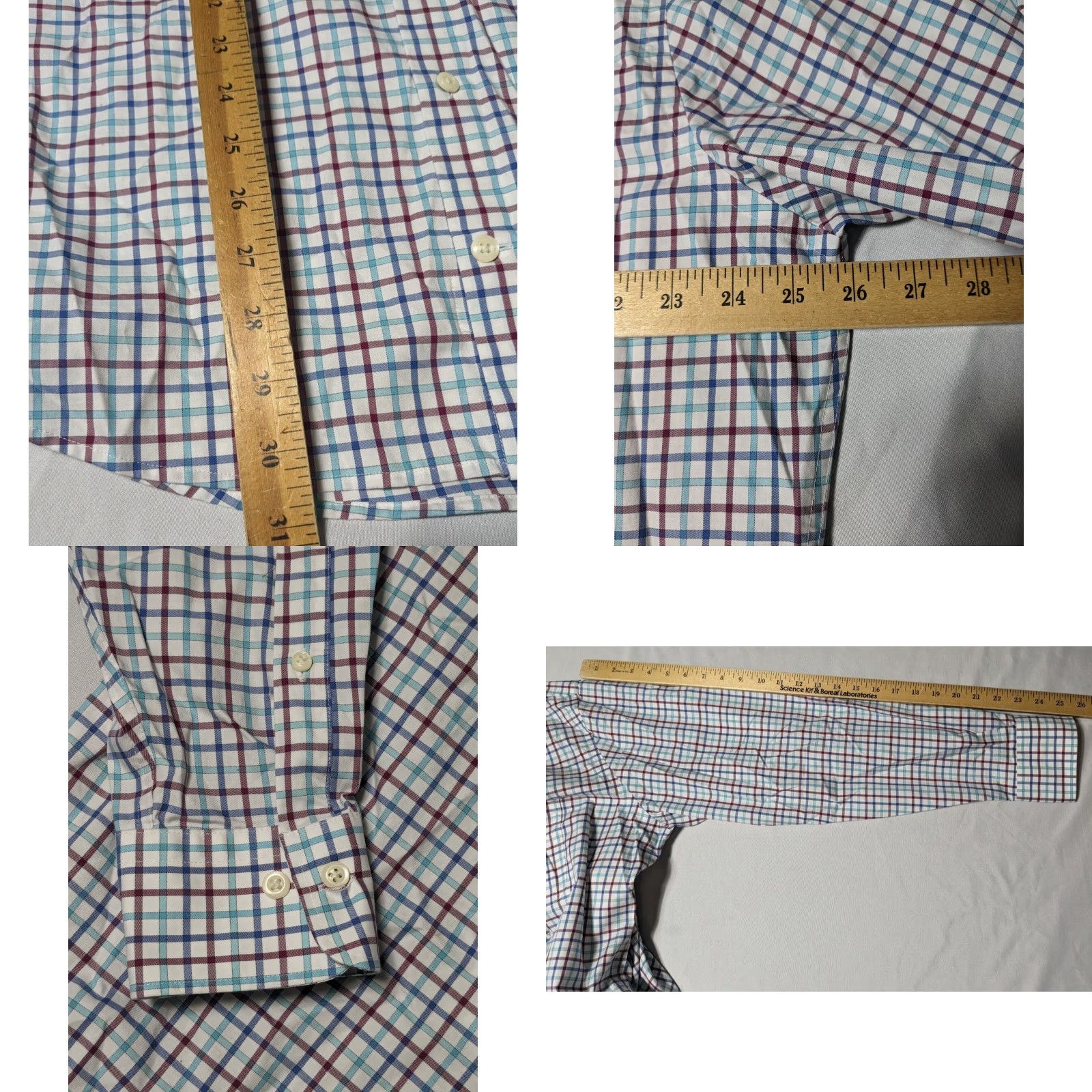 Peter Millar PETER MILLAR Button-Up Shirt Men XL Blue Burgundy Plaid Cotton Stretch Pin-Button Down Collared Shirt Size US XL / EU 56 / 4 - 9 Thumbnail