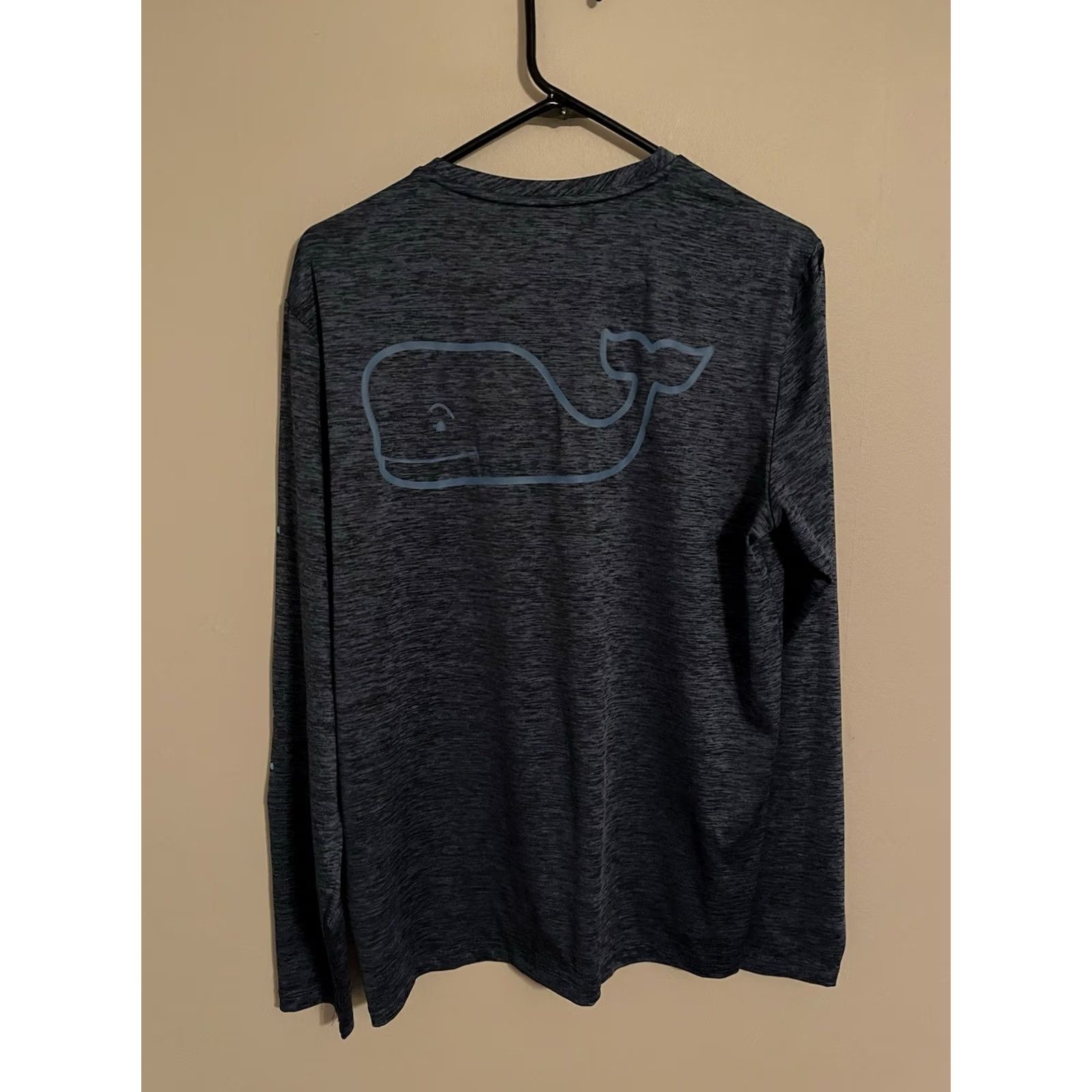 Vineyard Vines Vineyard Vines Performance Long Sleeve Heather Blue Whale Shirt - Men's S Crew Neck Pullover Activewear Shirt Mens Small Whale Theme Size US S / EU 44-46 / 1 - 4 Thumbnail