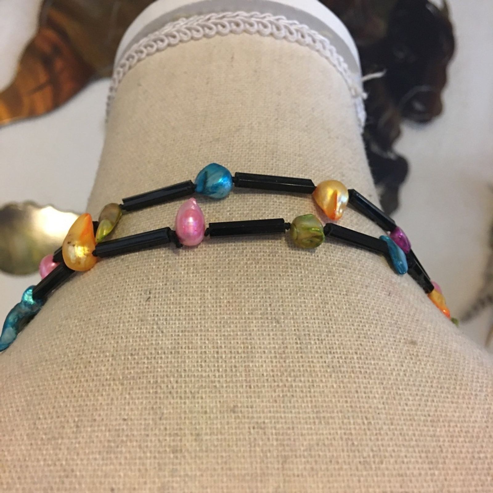 Jewelry Colorful dyed abalone shell bugle bead necklace Size ONE SIZE - 7 Thumbnail