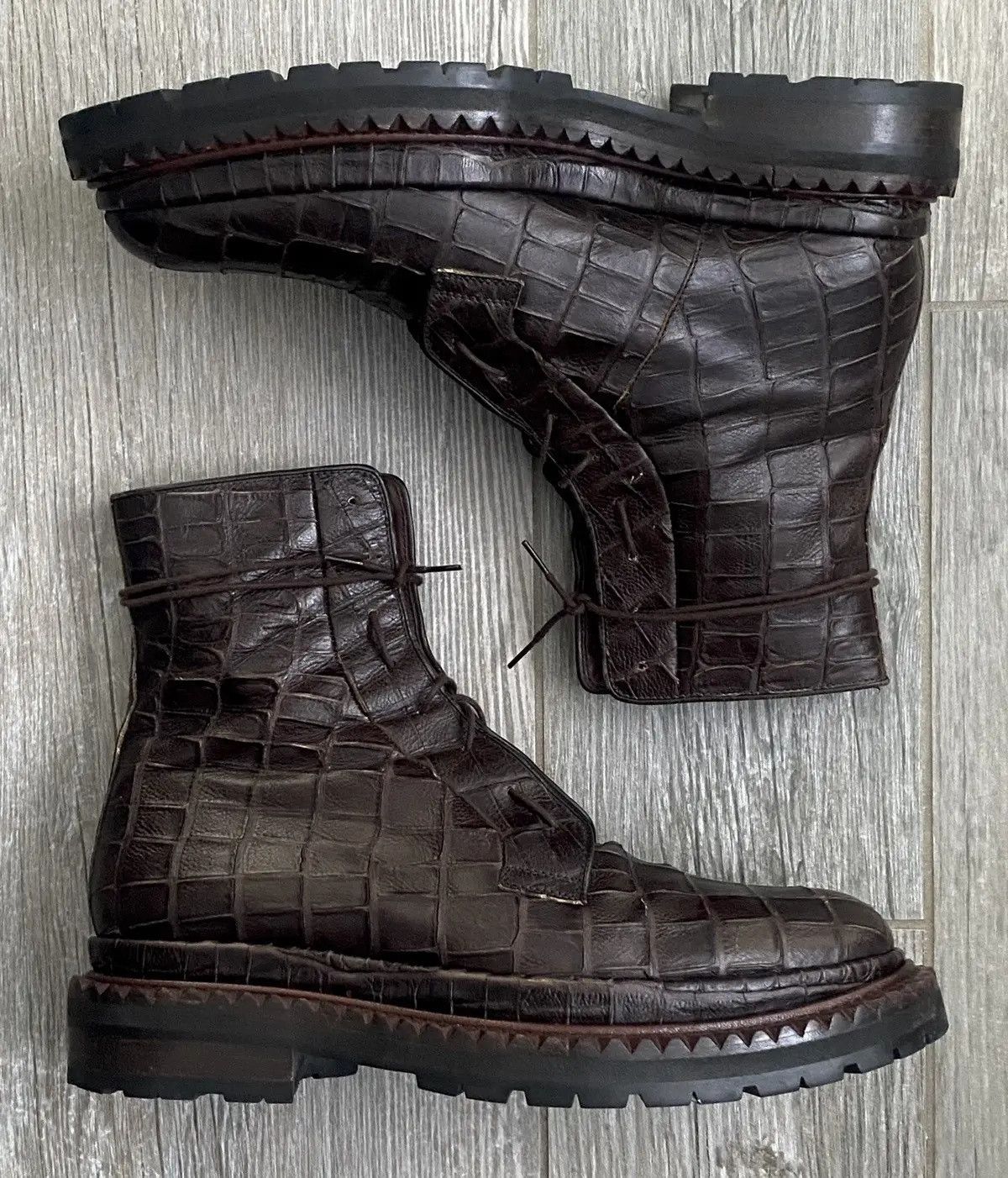 Raf Simons AW2008-2009 Raf Simons Brown Crocodile High Top Vibram Boots Size US 11 / EU 44 - 4 Thumbnail