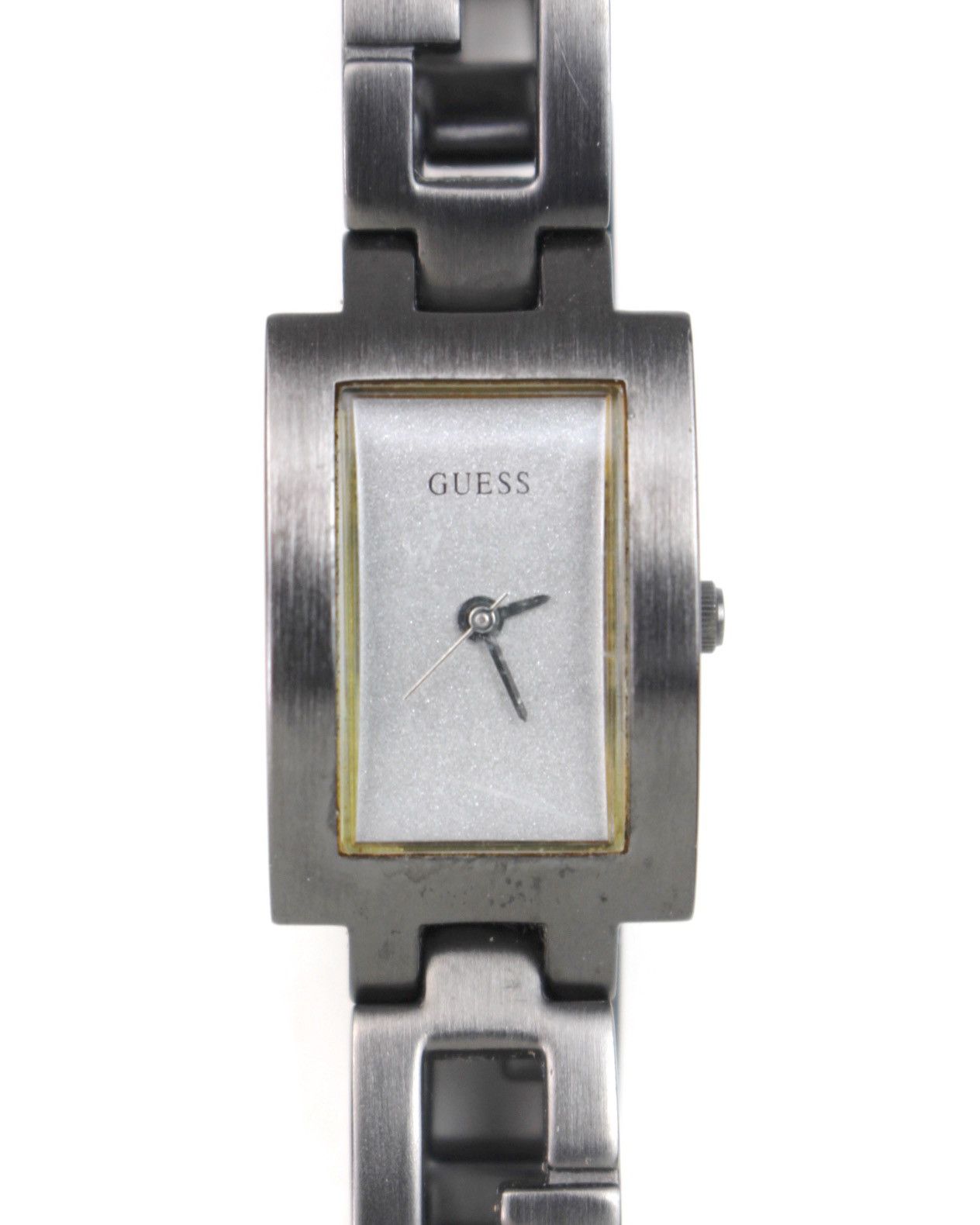 2000S GUESS GUNMETAL GEOMETRIC LINK BRACELET WATCH