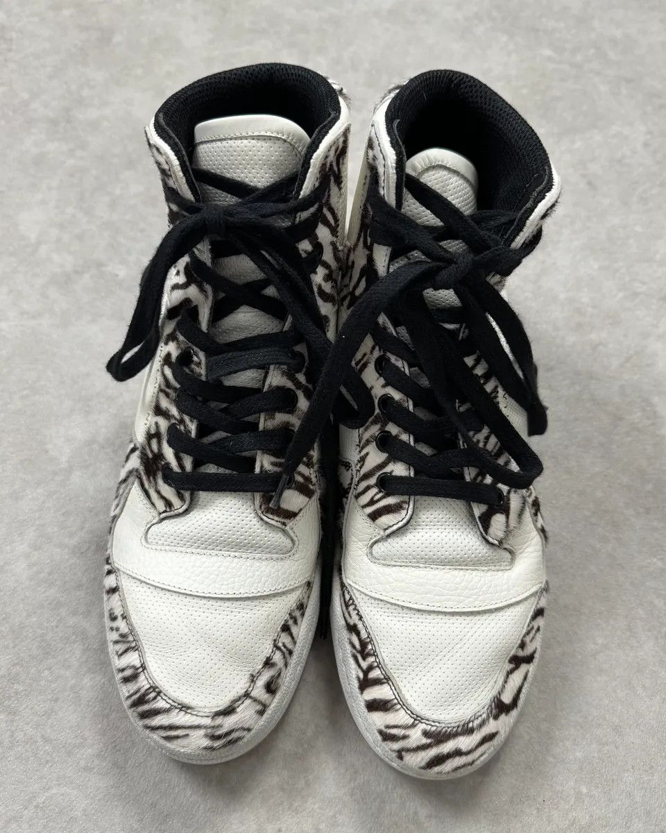 Saint Laurent Paris FW2023 Saint Laurent Zebra Fur White Leather High Sneakers Size US 9 / EU 42 - 6 Thumbnail