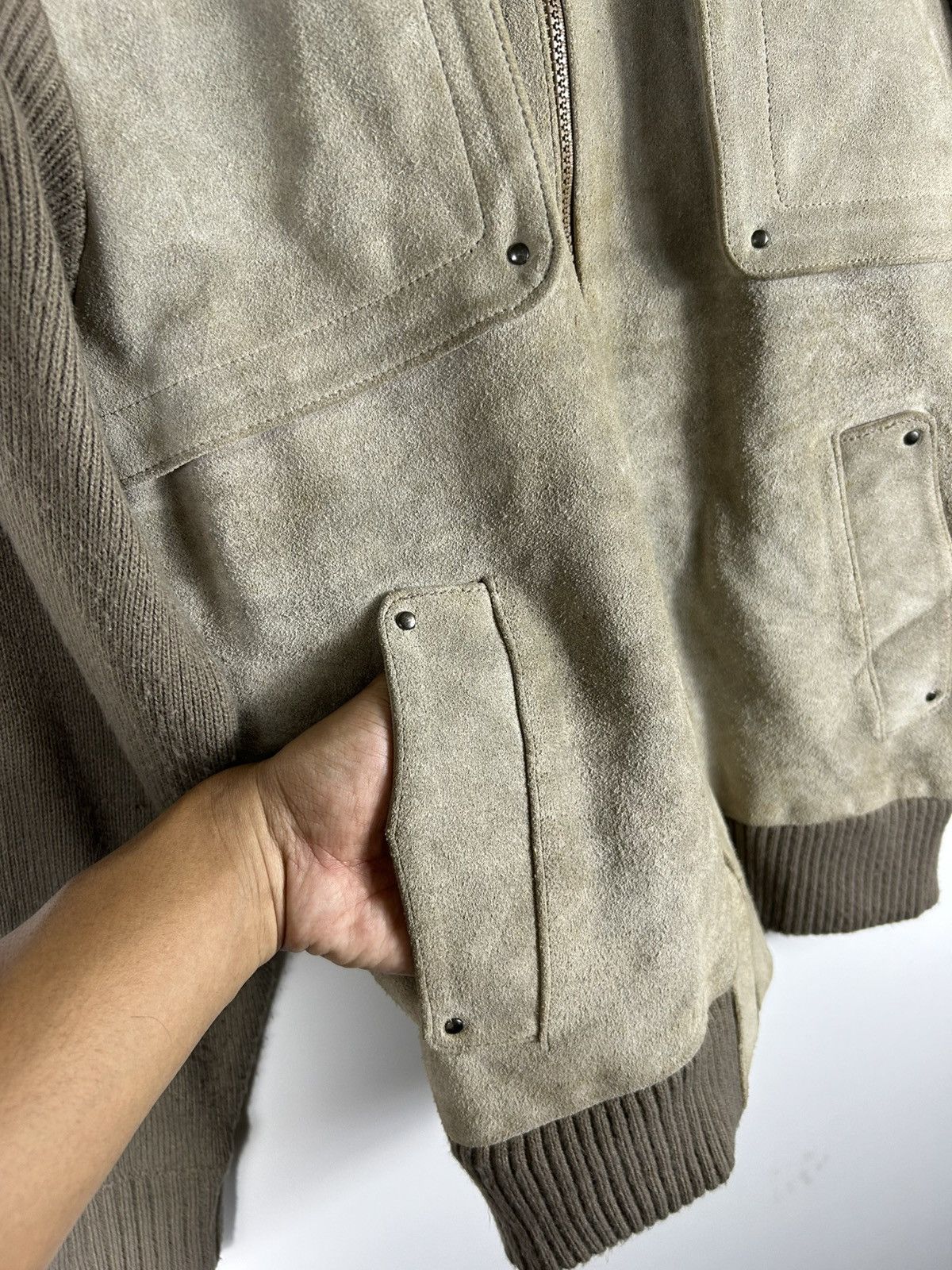 Japanese Brand ⚡️Vintage Mervyn’s Zipper Knit Sleeve Suede Leather Jacket Size US M / EU 48-50 / 2 - 6 Thumbnail