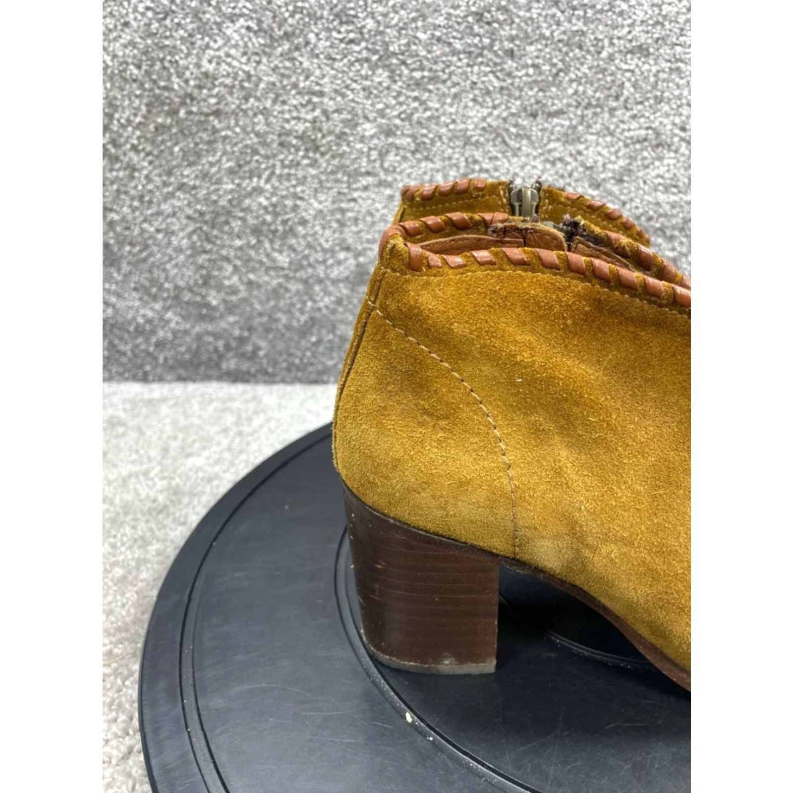 Frye Frye Nora Whipstitch Boots Womens Size 6 B Wheat Suede Side Zip Bootie Casual Fall Winter Spring Summer Leather Lining Rubber Outsole Block Heel Mens? Size US 6 / IT 36 - 3 Thumbnail