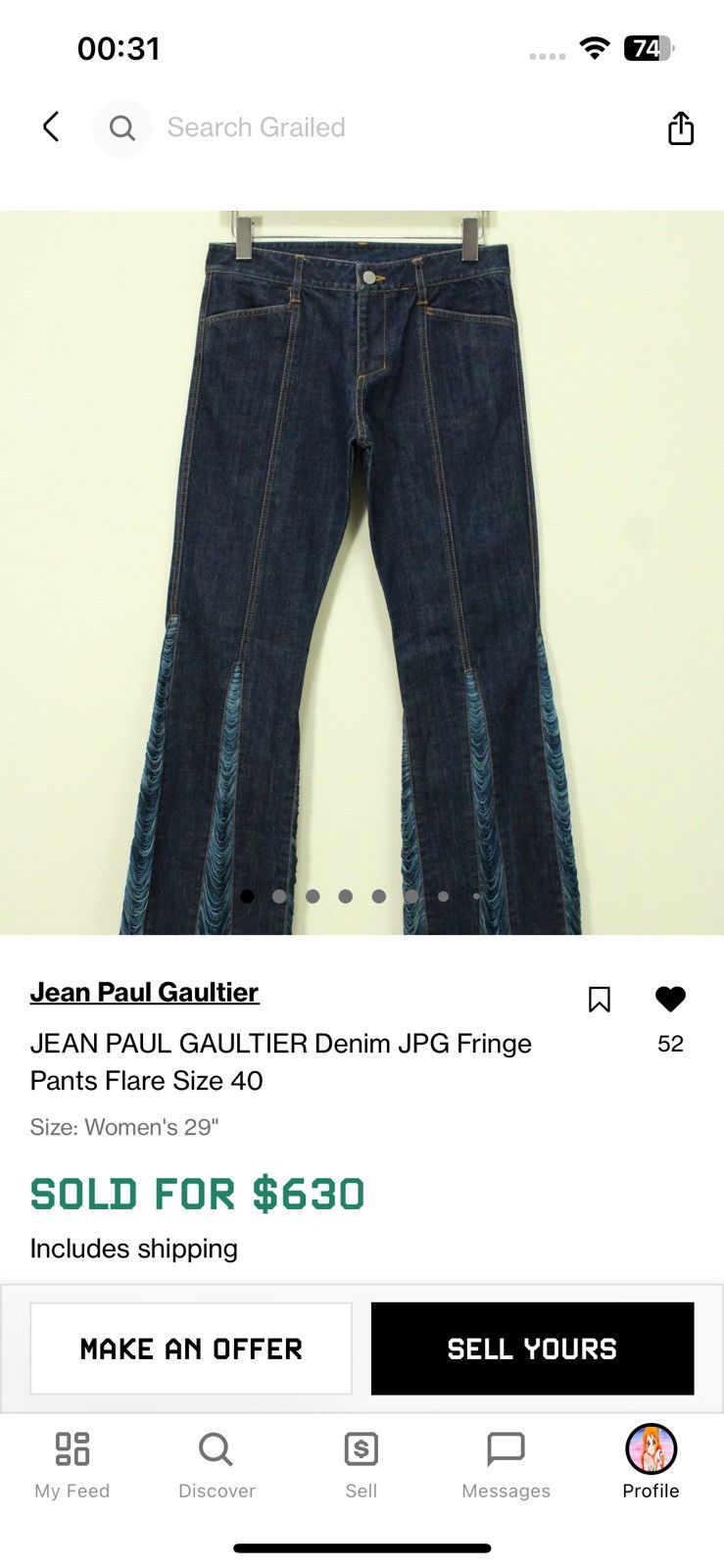 Designer × Jean Paul Gaultier Jean Paul Gaultier ‘Fringed’ JPG Flared Jeans Size 30" / US 8 / IT 44 - 20 Thumbnail