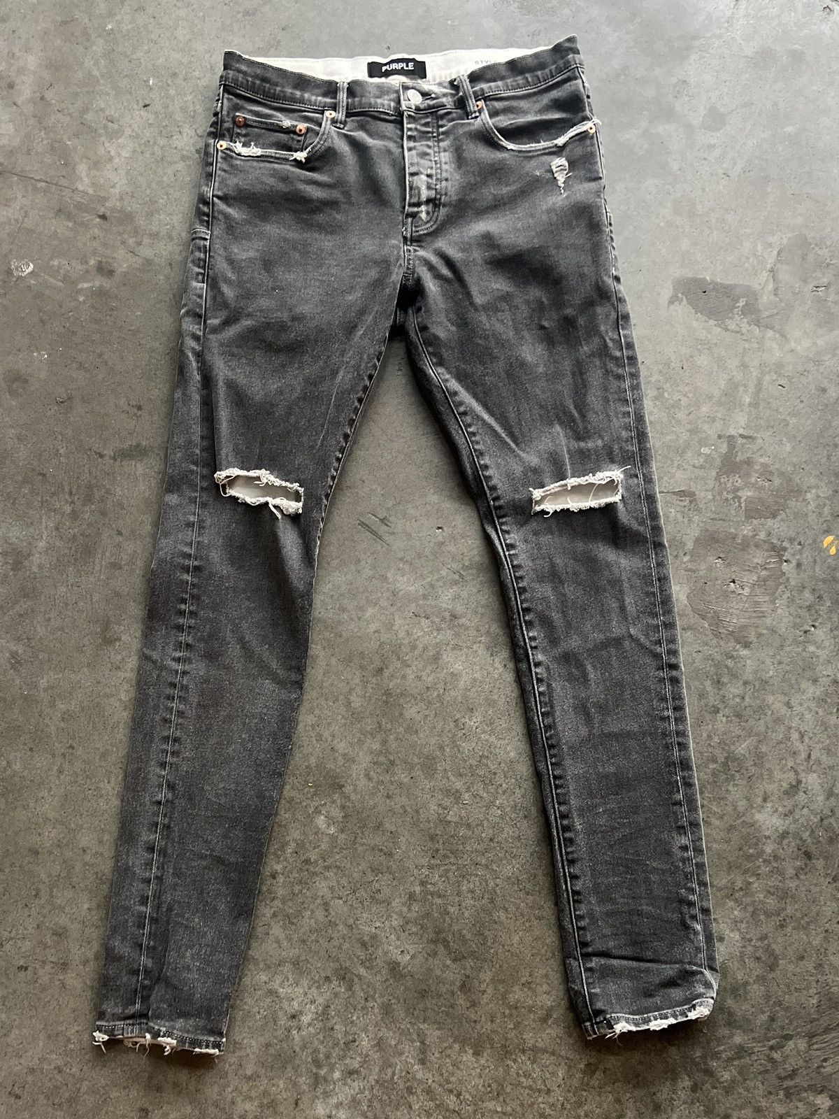 image of Purple P001 Distressed Denim in Grey, Men's (Size 31)