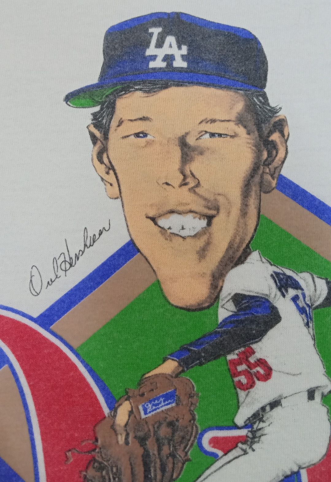 MLB Vintage 80s Orel Hershiser MLB LA Dodgers T-shirt Size US XL / EU 56 / 4 - 7 Thumbnail