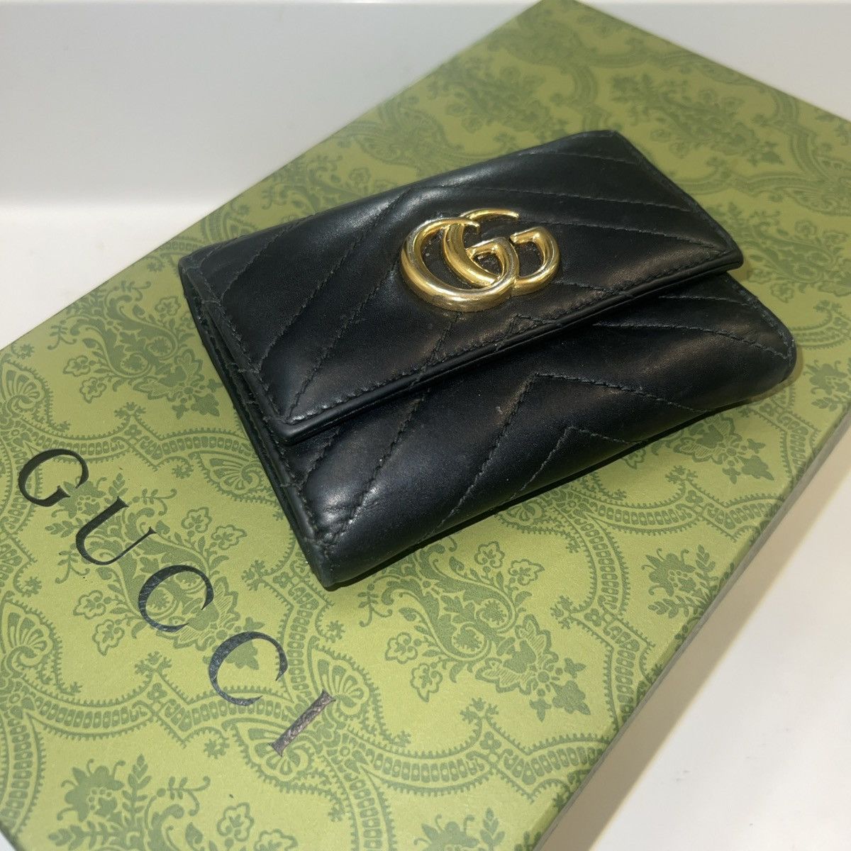 Gucci GUCCI Tri Fold Wallet GG Marmont Leather Black 474802 Size ONE SIZE - 2 Thumbnail