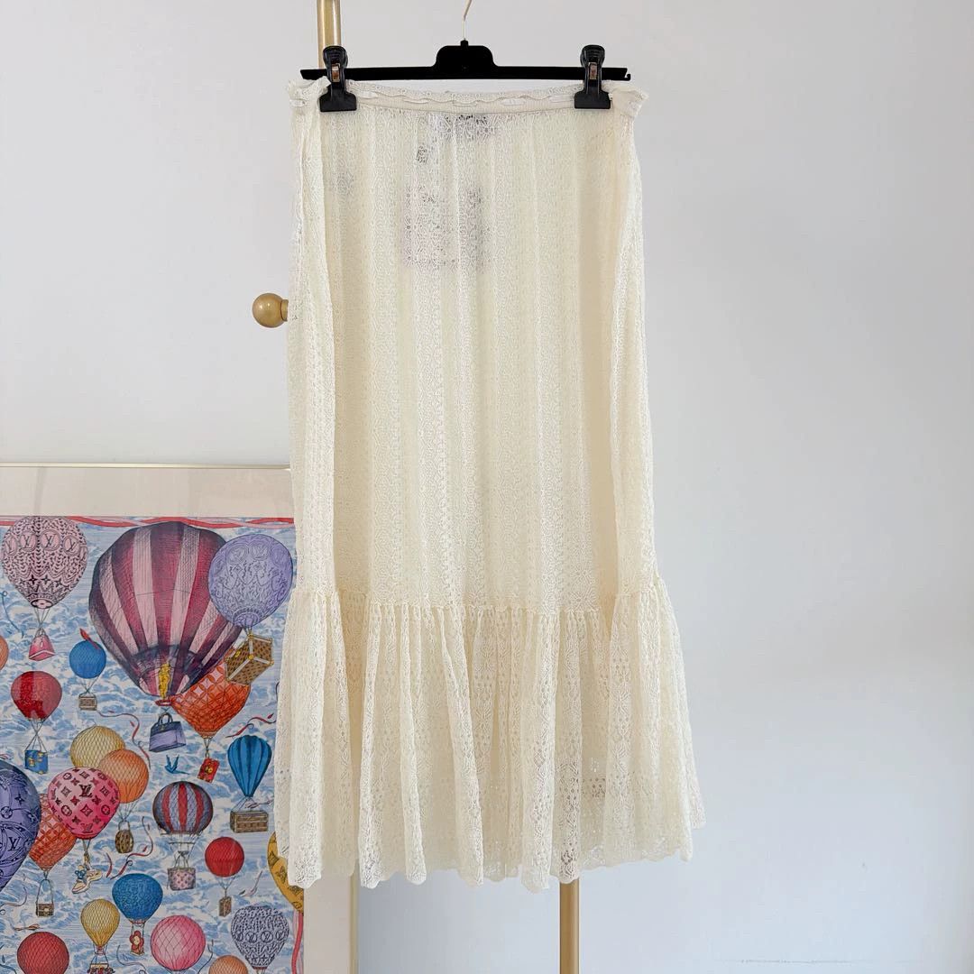 Christian Dior Monsieur Christian Dior Beige Lace Skirt F42 Size 30" / US 8 / IT 44 - 2 Thumbnail