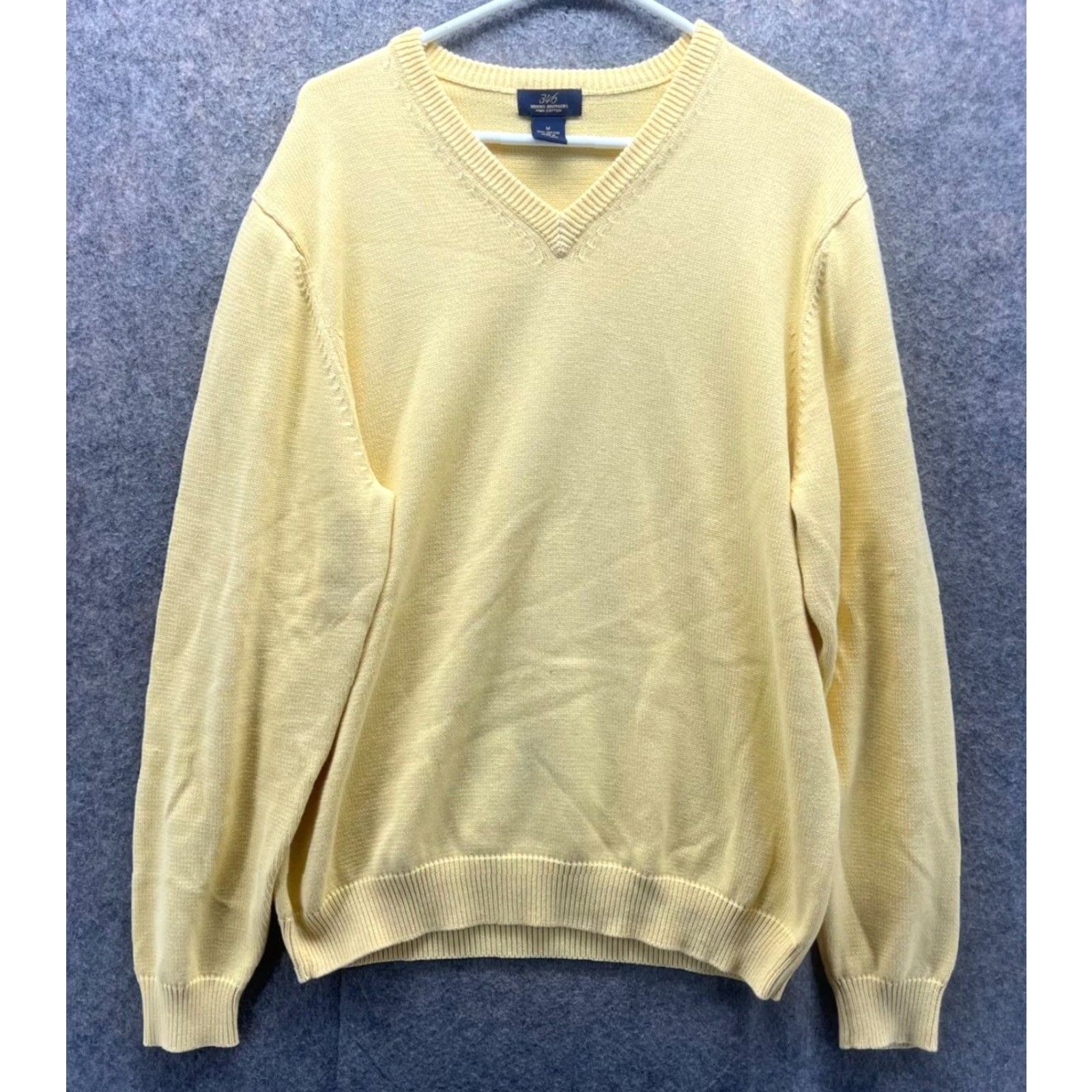 Brooks Brothers VINTAGE Brooks Brothers Sweater Mens M Yellow V-Neck Pima Cotton Fleece Cable-Knit Logo Pullover All Seasons - Chiefly for Business, Casual, Travel Size US M / EU 48-50 / 2 - 2 Thumbnail