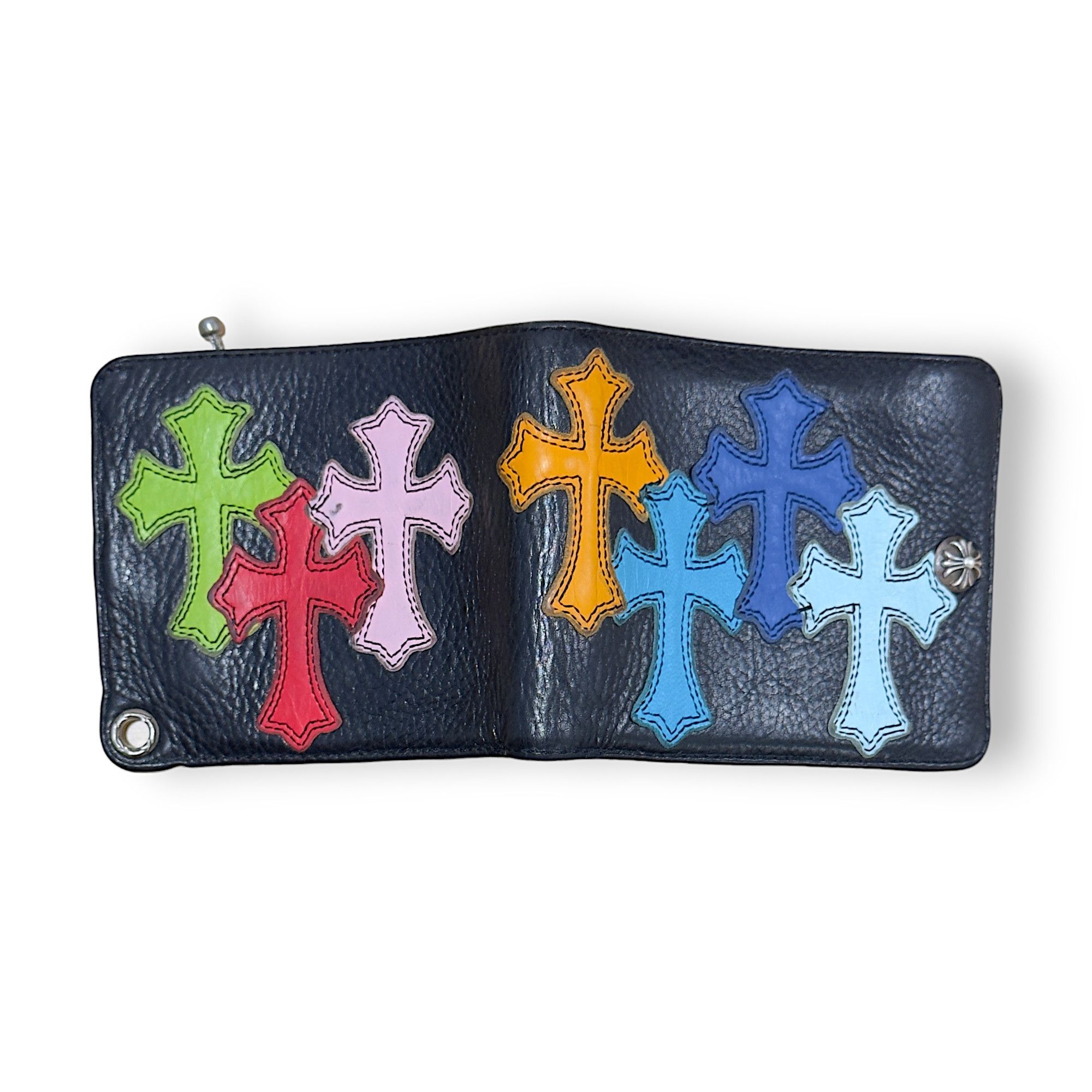 image of Chrome Hearts Multicolor Cross Patch Bifold Wallet in Black, Men's