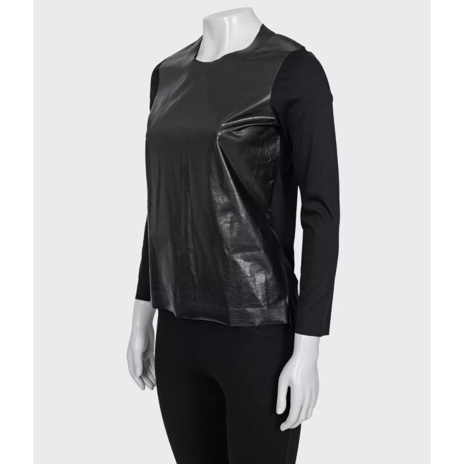 Celine Celine Straight Longsleeve Top with Eco-Leather Detail, S Size S / US 4 / IT 40 - 2 Thumbnail