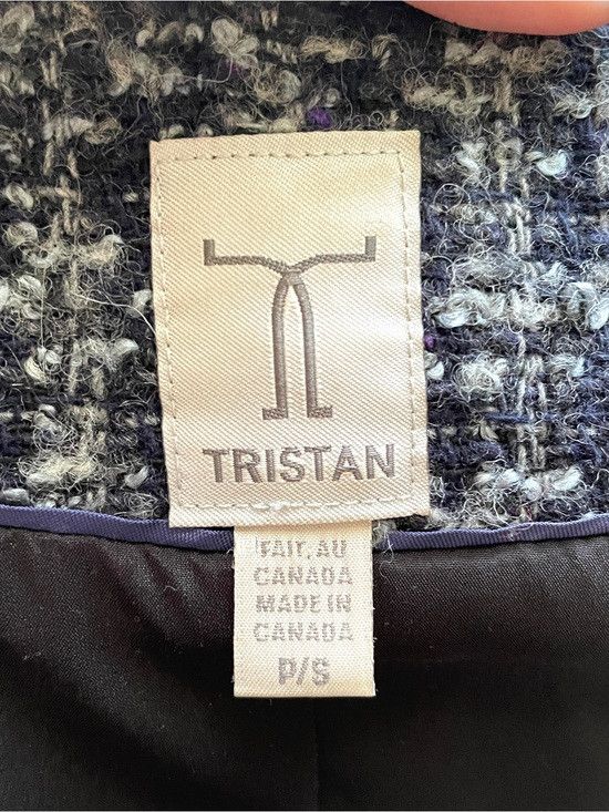 Vintage Navy Blue Gray Tweed Cropped Wool Blend Lady Blazer 🇨🇦 Size S / US 4 / IT 40 - 7 Thumbnail