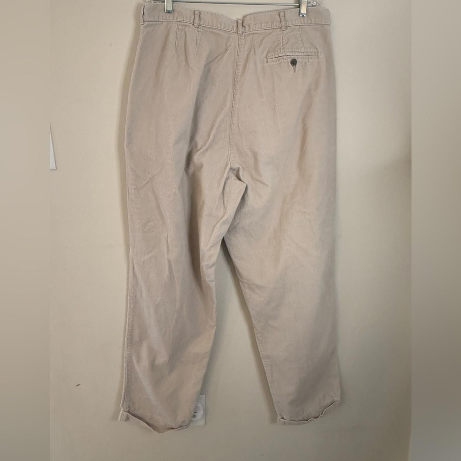 L.L. Bean L.L.Bean tan pleated corduroy cuffed pants SZ 20 Tall Size 30" / US 8 / IT 44 - 2 Thumbnail