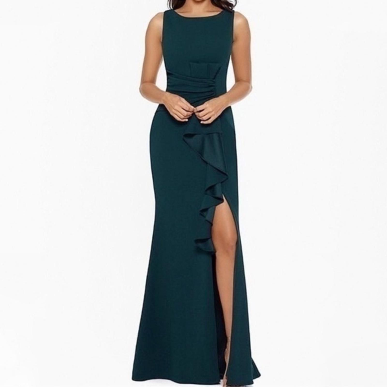 Designer Betsy and Adam Christina Ruffled Bow Dress Size 10 Green Size L / US 10 / IT 46 - 1 Thumbnail
