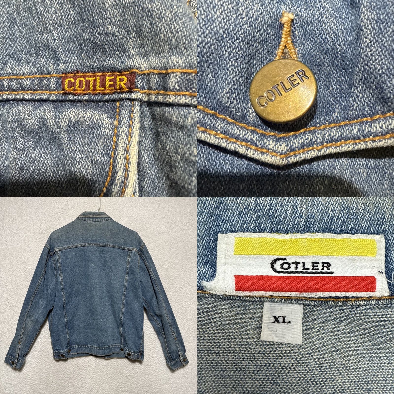 Denime VINTAGE Cotler Denim Jacket Women's XL Blue Cotton Mid-Length Long Sleeve Button Pockets Collared Size 40" / US 18 - 8 Thumbnail