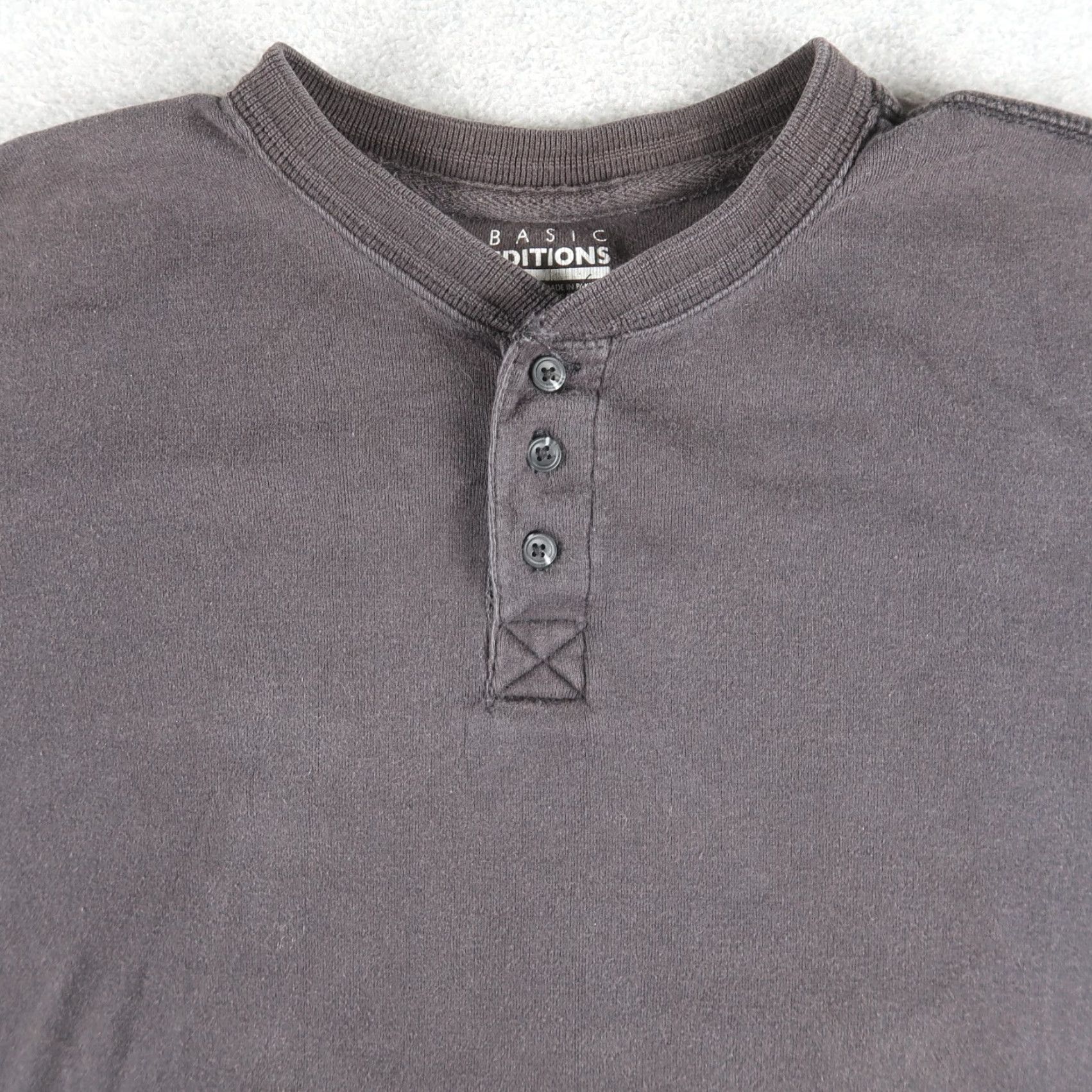 Basic Editions Basic Edition Mens L Large Henley T-Shirt Long Sleeve Black Size US L / EU 52-54 / 3 - 3 Thumbnail