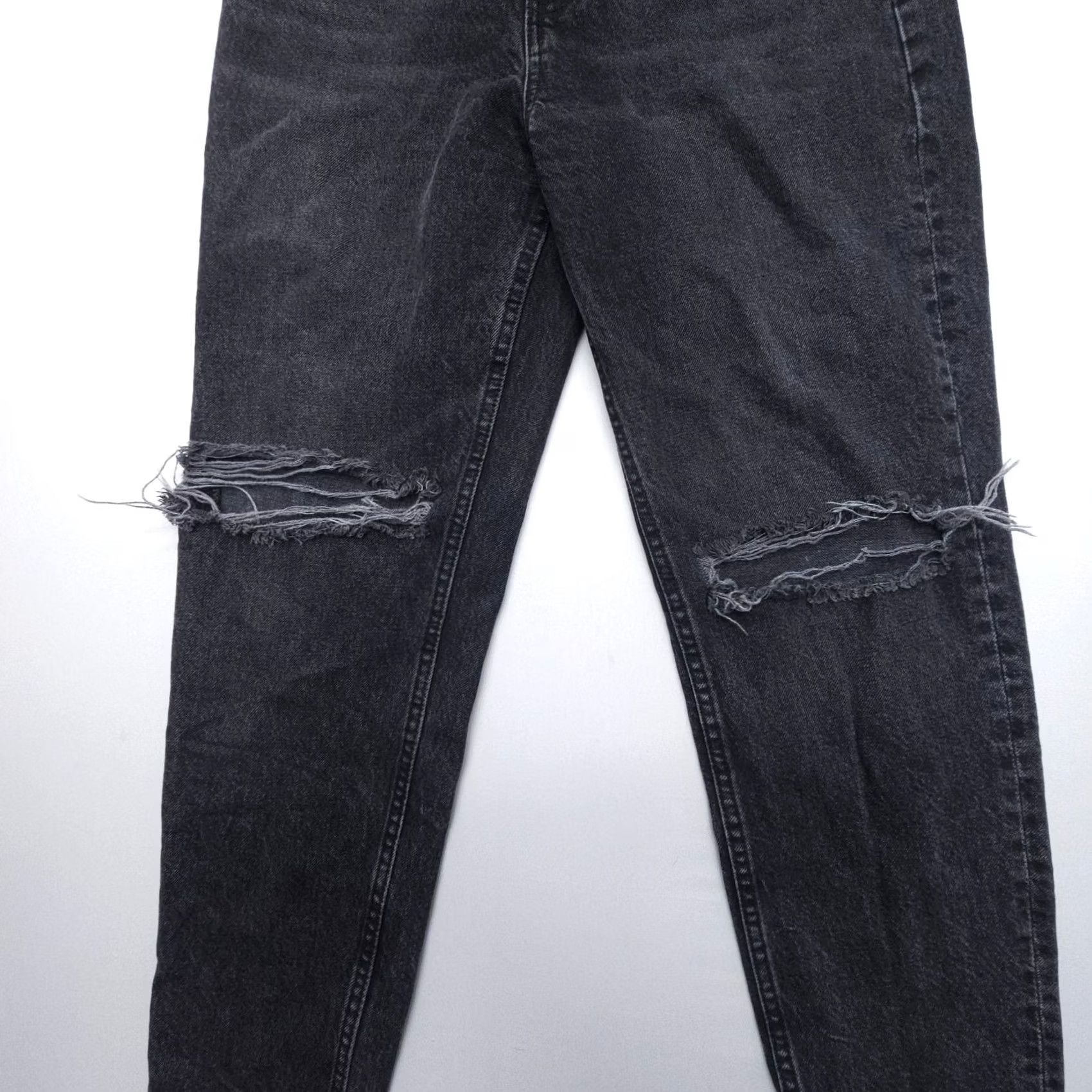 Zara Zara Jeans Womens 4 Black Distressed Rigid Cotton Denim 27" Inseam High Rise Mom Jeans 5-Pocket Design Regular Fit Womens Size 27" / US 4 / IT 40 - 4 Thumbnail