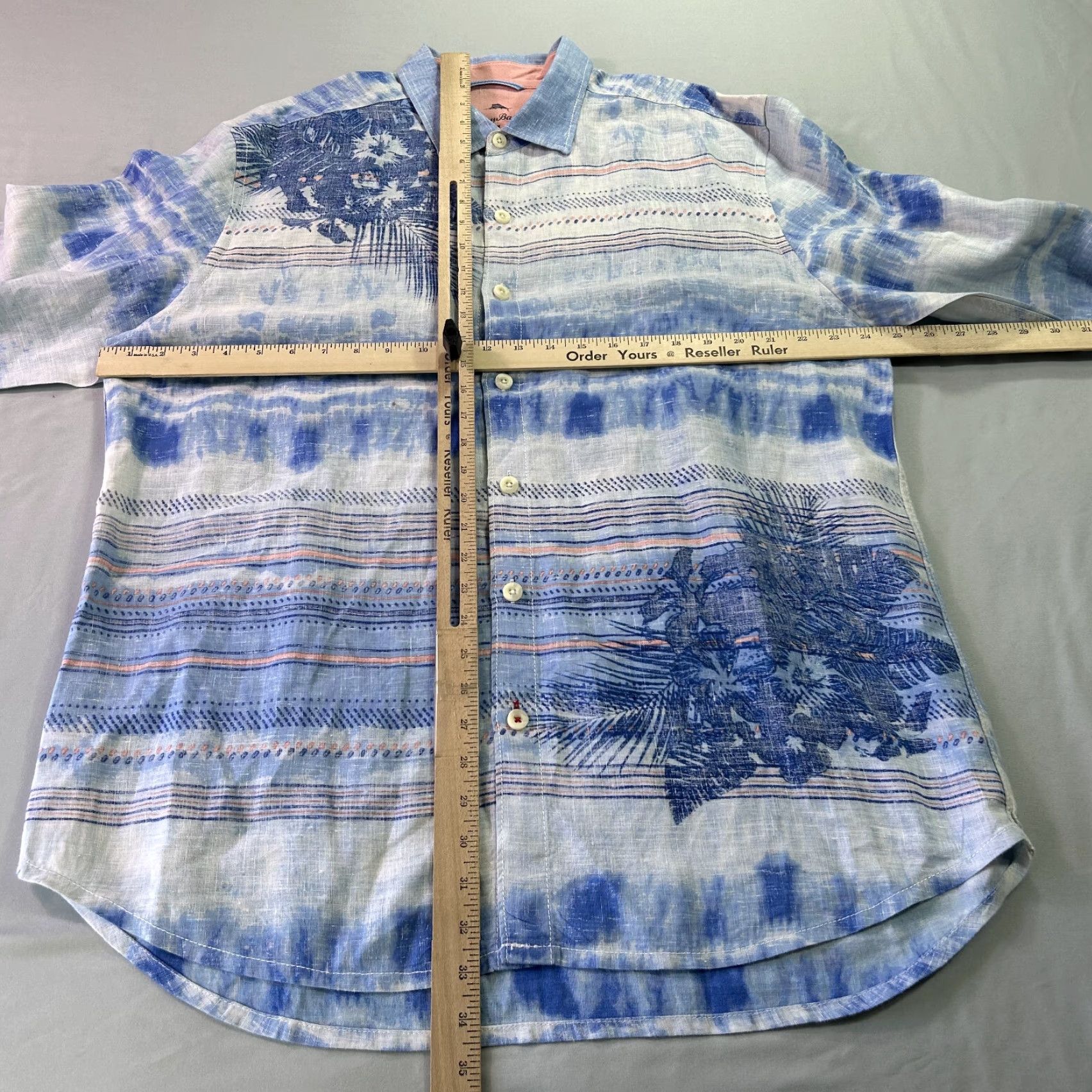 Tommy Bahama Tommy Bahama Relax Shirt Mens XL Blue Striped Linen Hawaiian Button Up Adult Size US XL / EU 56 / 4 - 5 Thumbnail