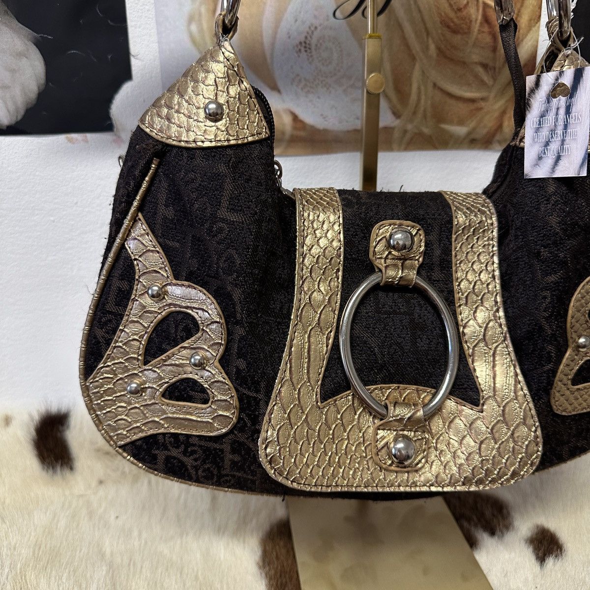 Vintage Vintage gold & brown shoulder bag Size ONE SIZE - 5 Thumbnail