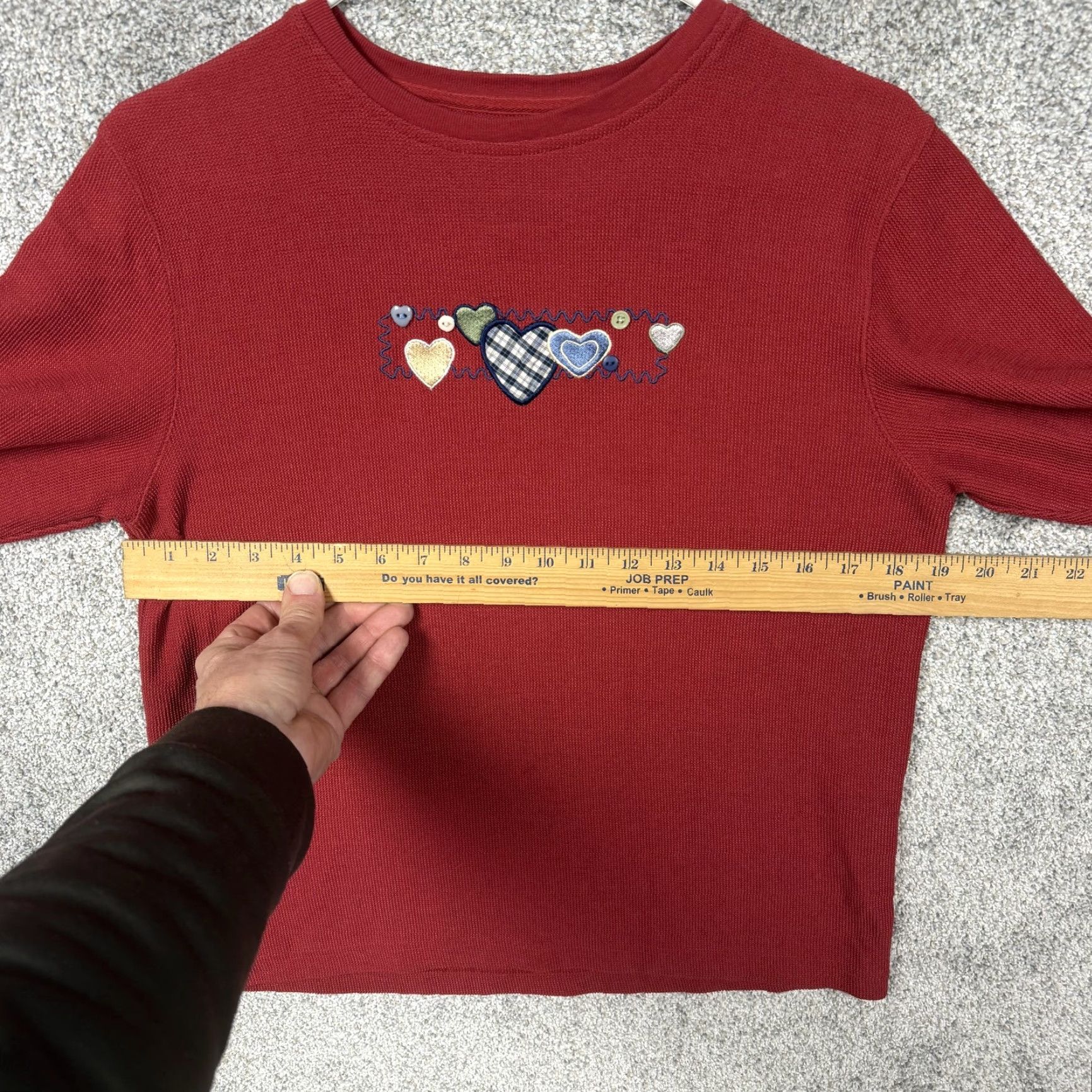 Vintage VINTAGE Christopher & Banks T-Shirt Womens S Red Heart Embroidered Valentine Crew Neck Long Sleeve Knit Top Size S / US 4 / IT 40 - 4 Thumbnail
