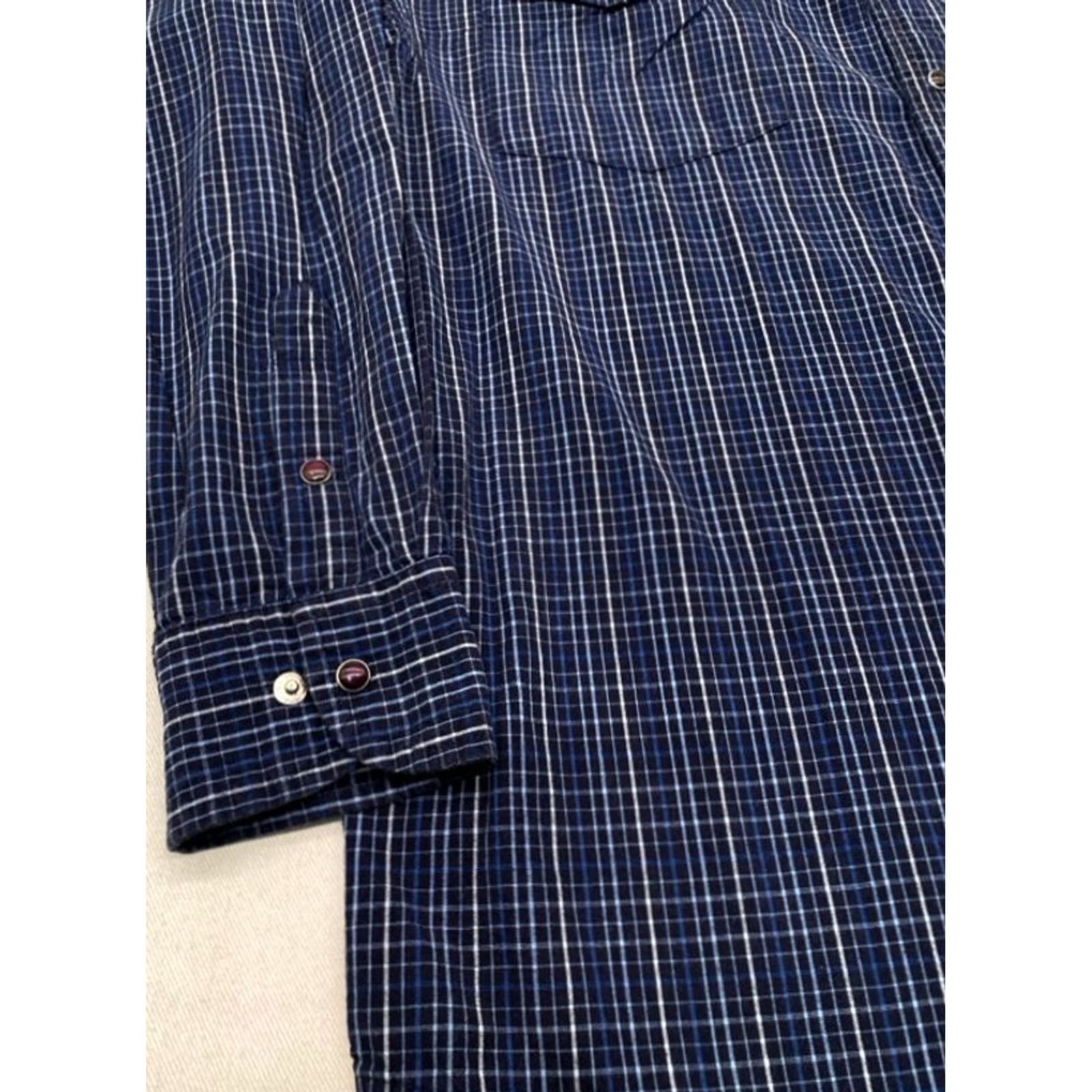 Vintage Panhandle Slim Mens Large Blue Check Pearl Snap Western Shirt 3790 Size US L / EU 52-54 / 3 - 2 Thumbnail