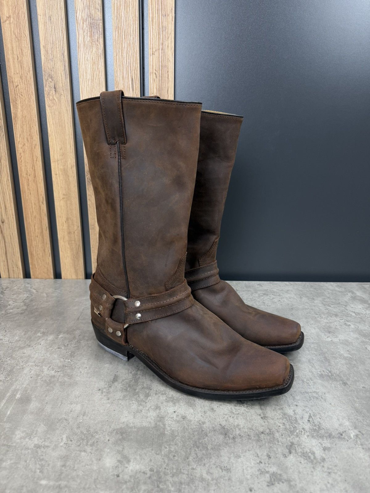 Stars & Stripes Stars & Stripes Brown Leather Biker Western Cowboy Boots Size US 11.5 / EU 44-45 - 4 Thumbnail