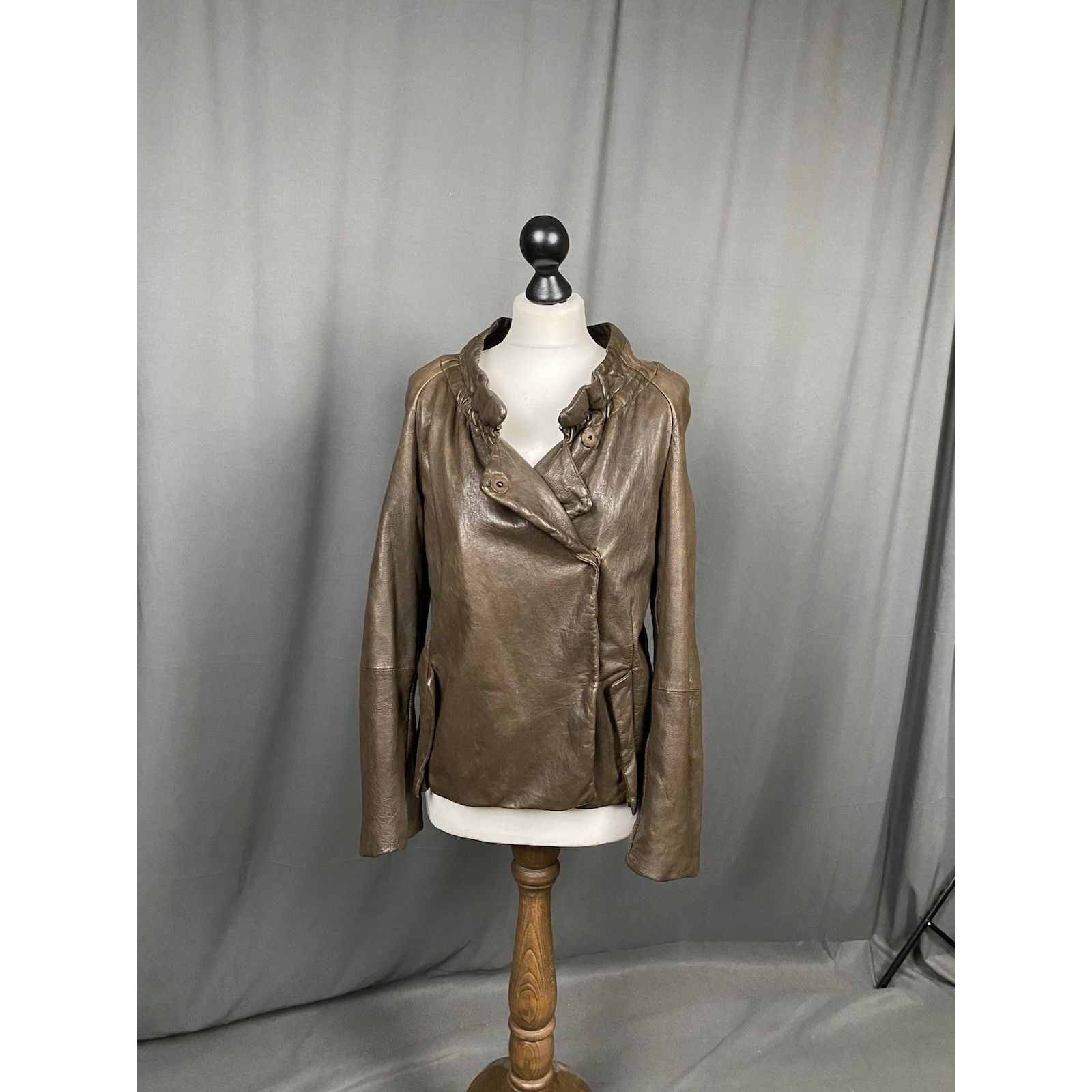 Marni MINT! Marni Women's Brown High Neck Leather Jacket Size 38 Size XS / US 0-2 / IT 36-38 - 7 Thumbnail